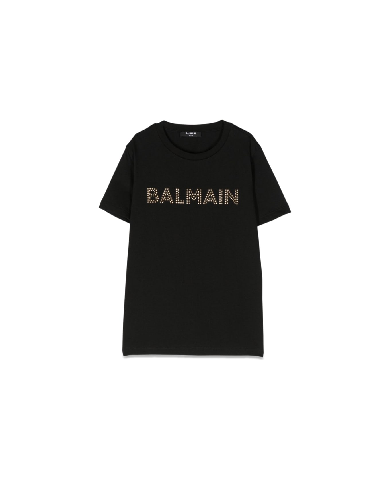 Balmain Gold Mc Logo T-shirt - BLACK