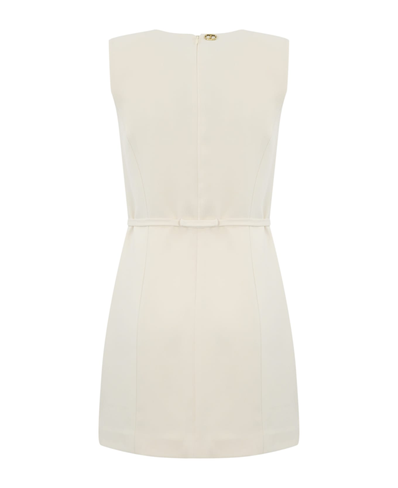 TwinSet Fluid Crepe Tunic With Oval-t Belt - Madreperla