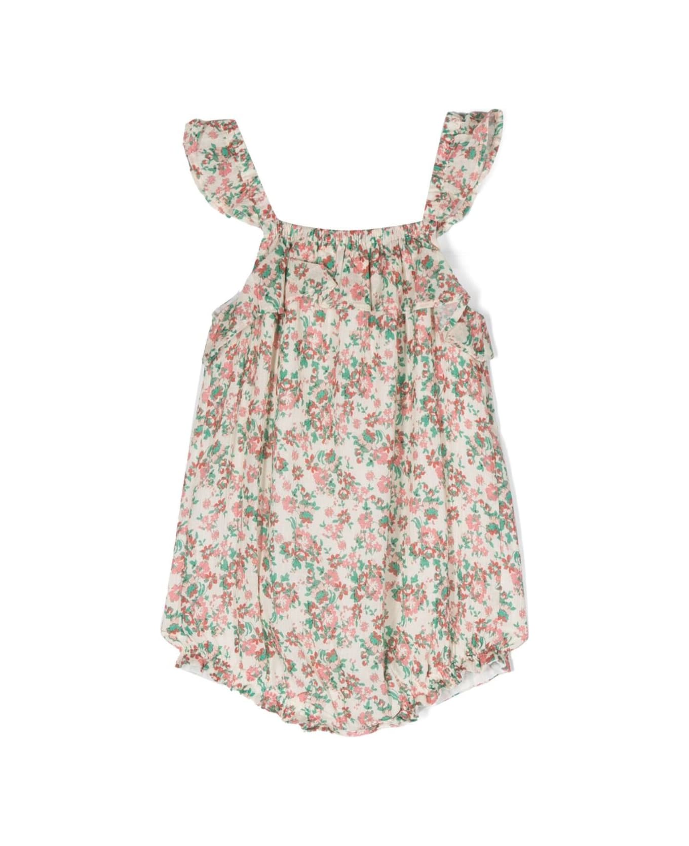 Emile Et Ida Multicolor Onesie With All-over Floreal Print In Cotton Baby - Multicolor ボディスーツ＆セットアップ