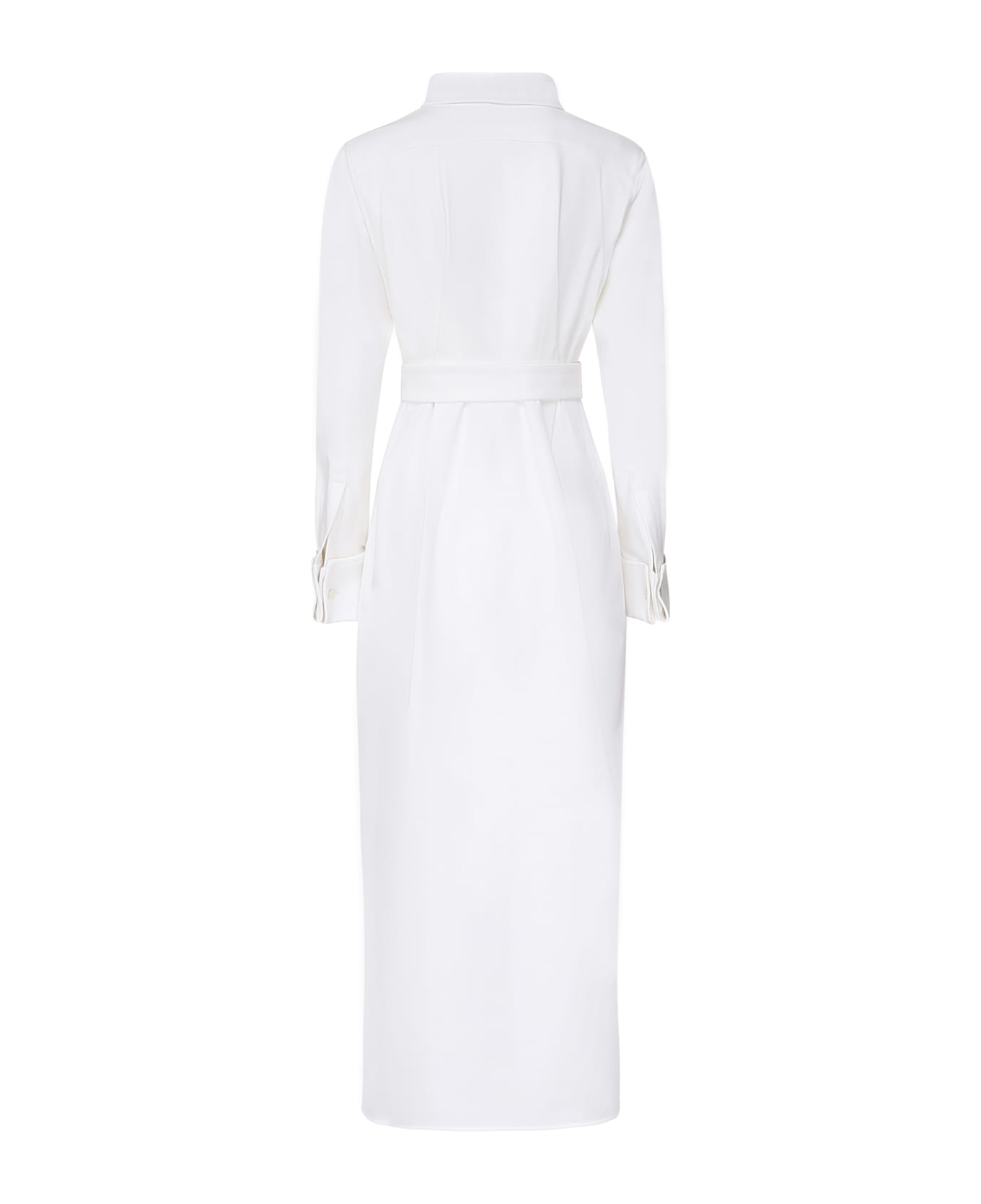 Max Mara Stretch Gabardine Shirt Dress - White