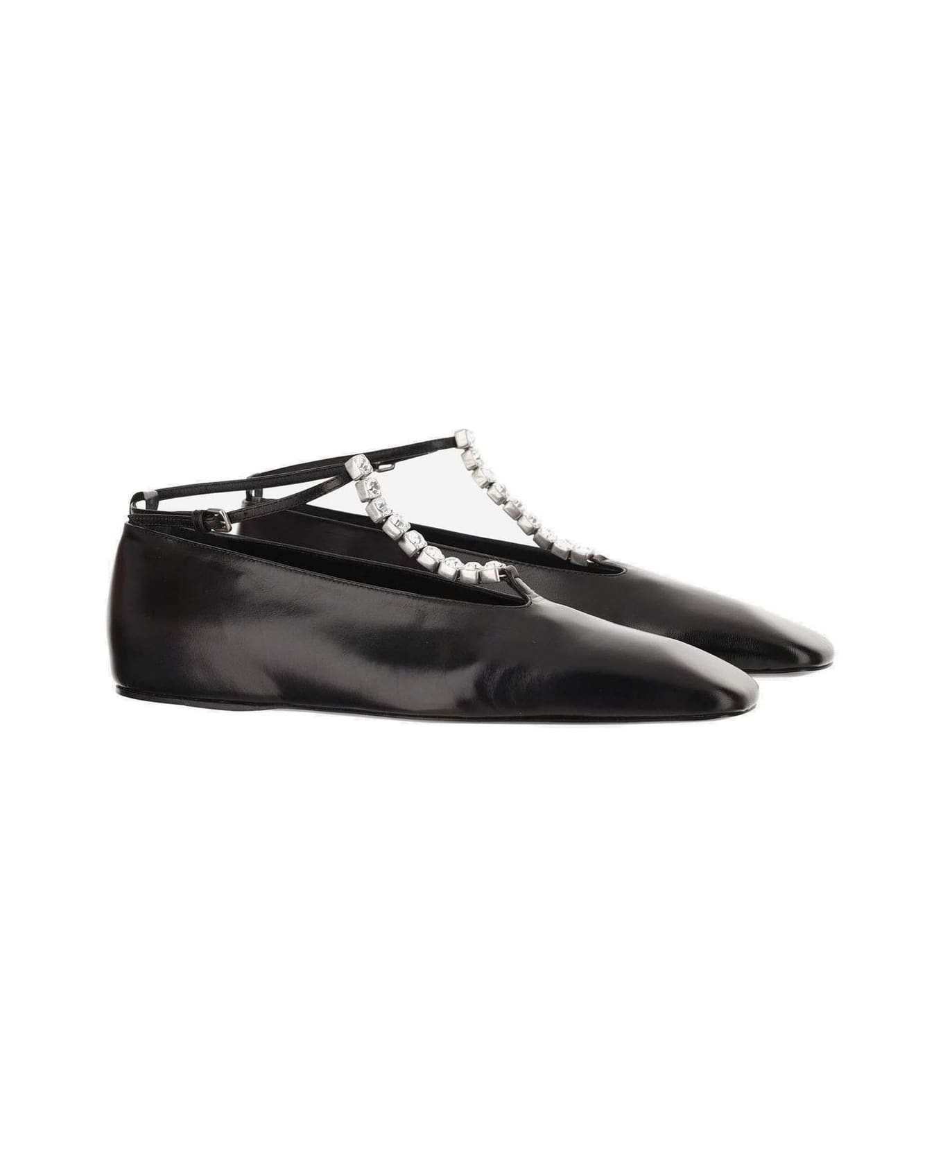 Jil Sander Embellished Ankle Strapped Ballerina Shoes