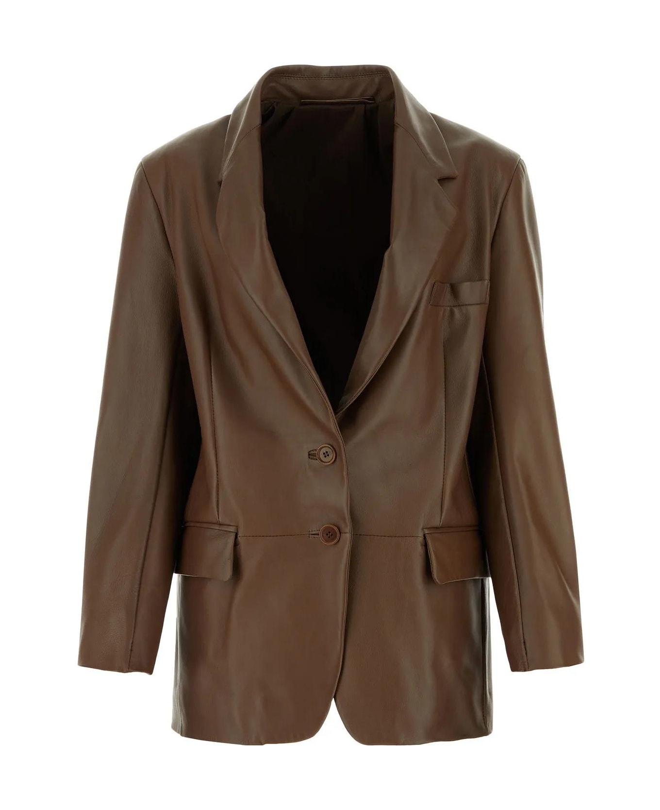 Salvatore Santoro Chocolate Leather Glov Blazer - Cookie