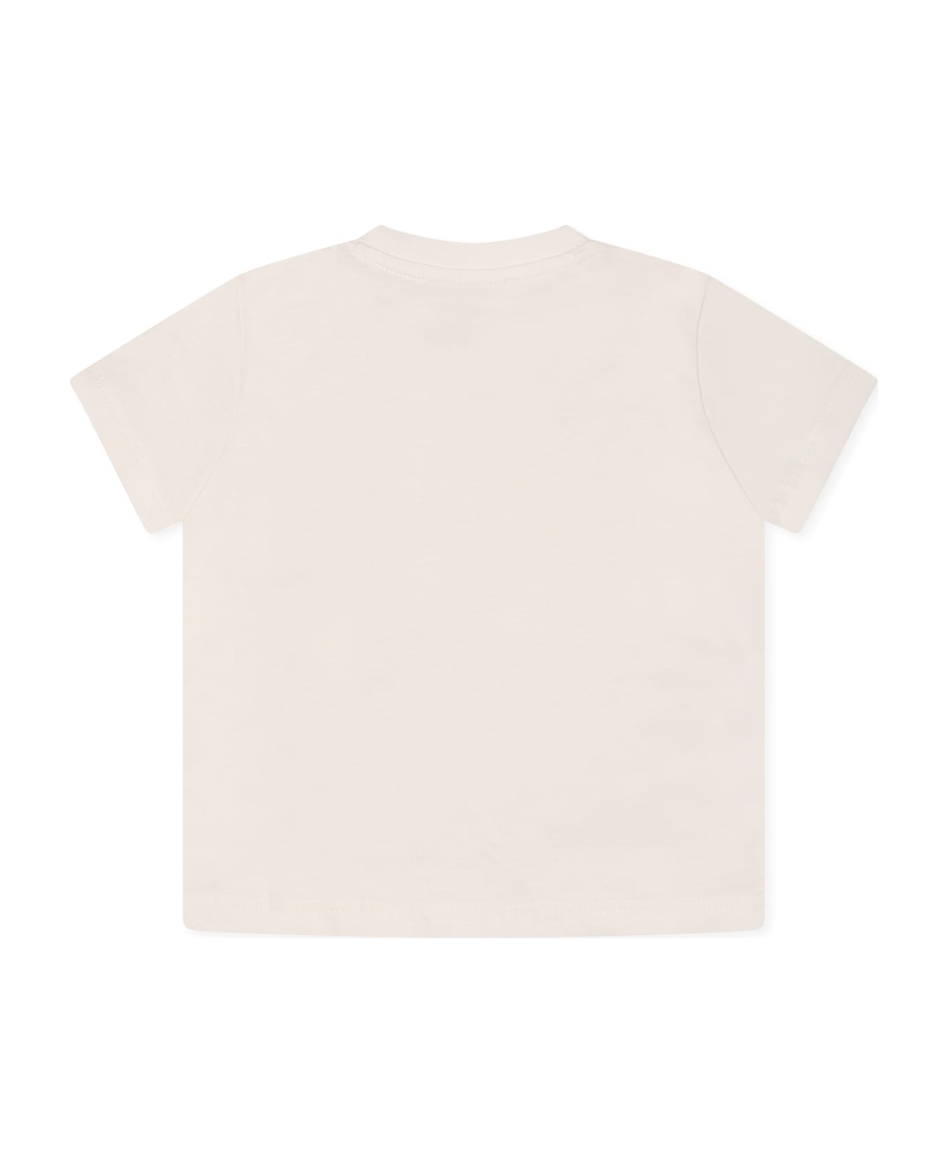 Kenzo Kids Ivory T-shirt For Baby Girl With Logo - Ivory