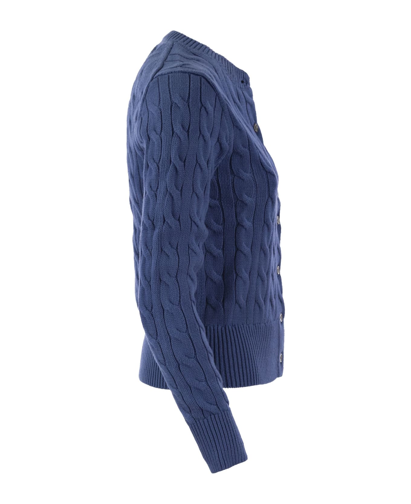 Polo Ralph Lauren Plaited Cardigan With Long Sleeves - Blue