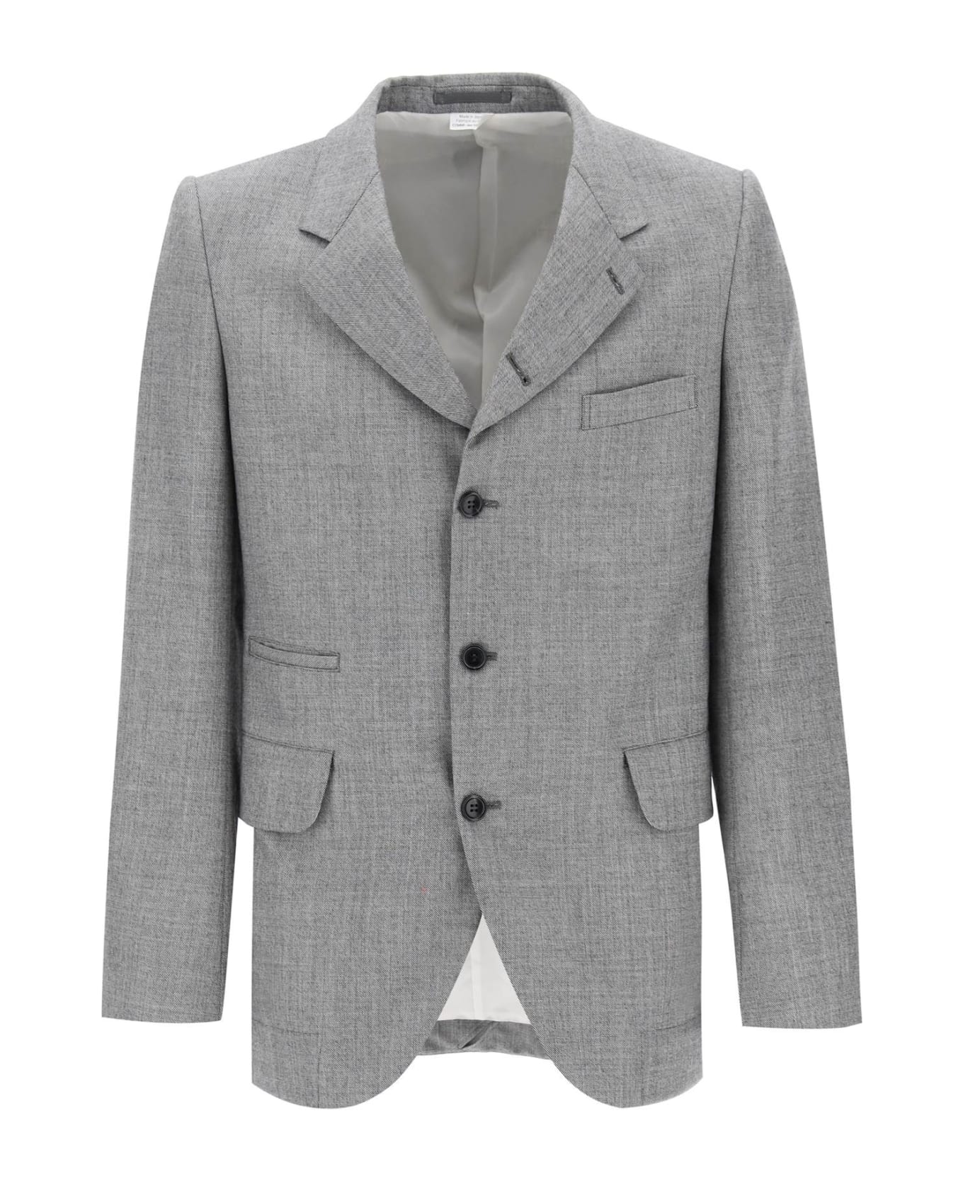 Comme Des Garçons Homme Plus Salt And Pepper Wool Jacket - BLACK NATURAL (Grey) ブレザー