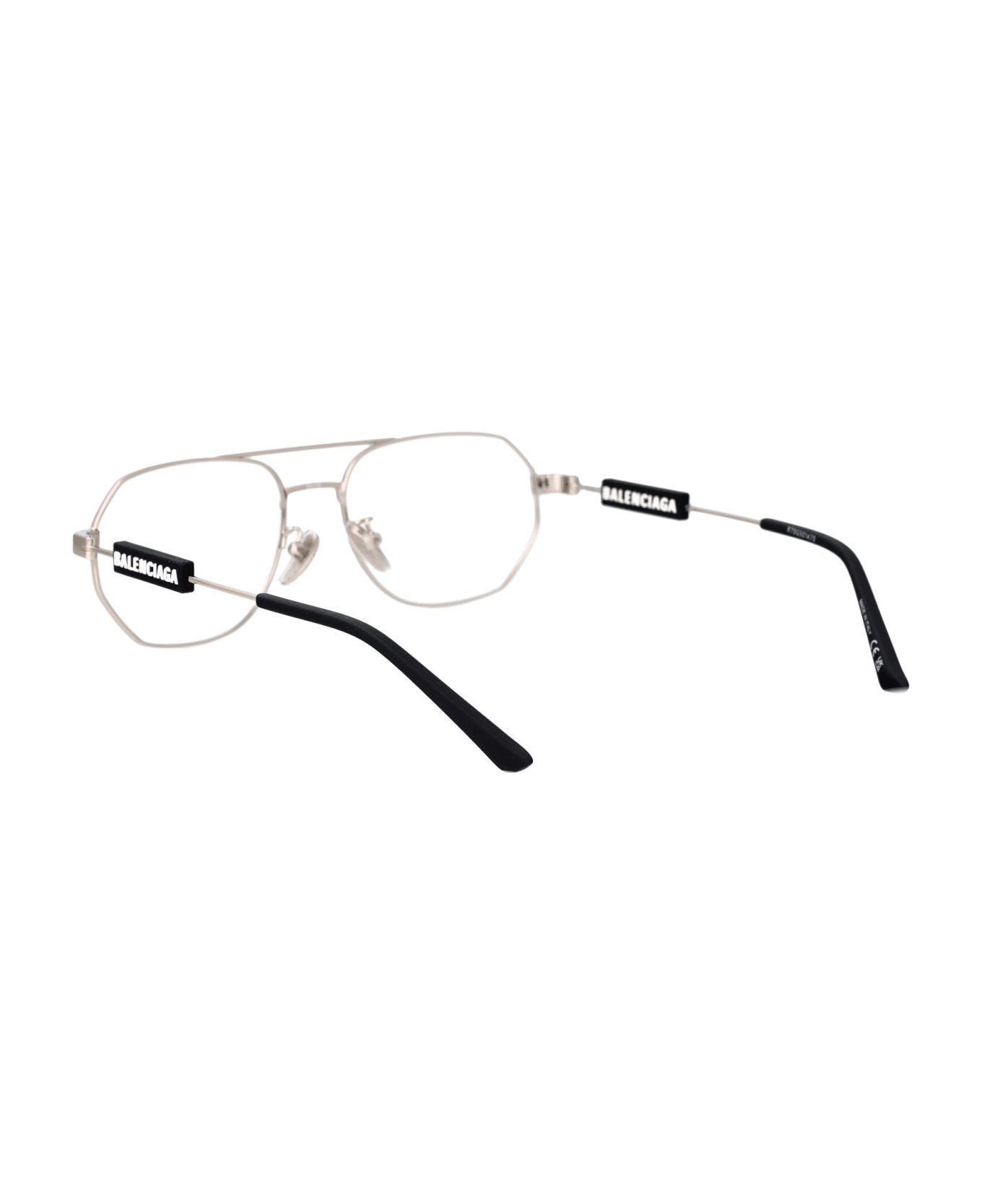 Balenciaga Eyewear Bb0117o Glasses - 002 SILVER SILVER TRANSPARENT