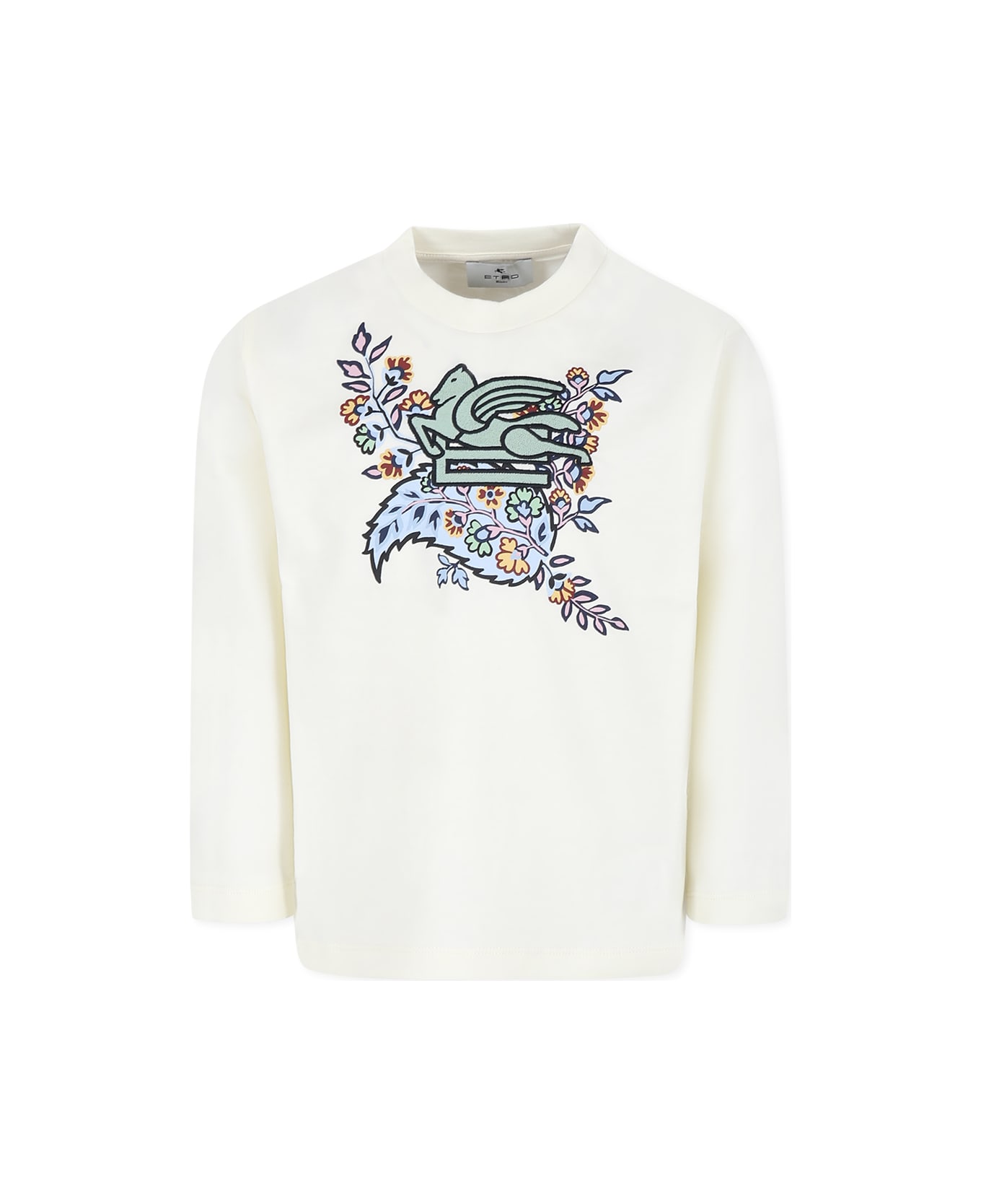 Etro Ivory T-shirt For Girl With Pegasus - Ivory