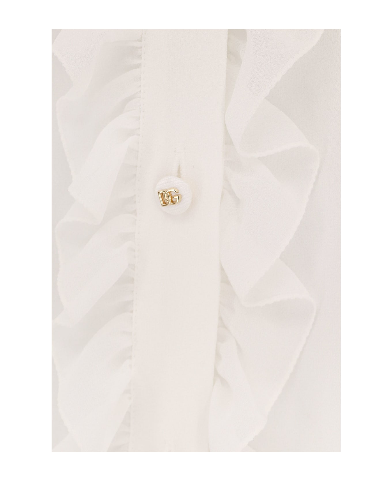Dolce 
Gabbana Silk Shirt With Rouches Detail - White