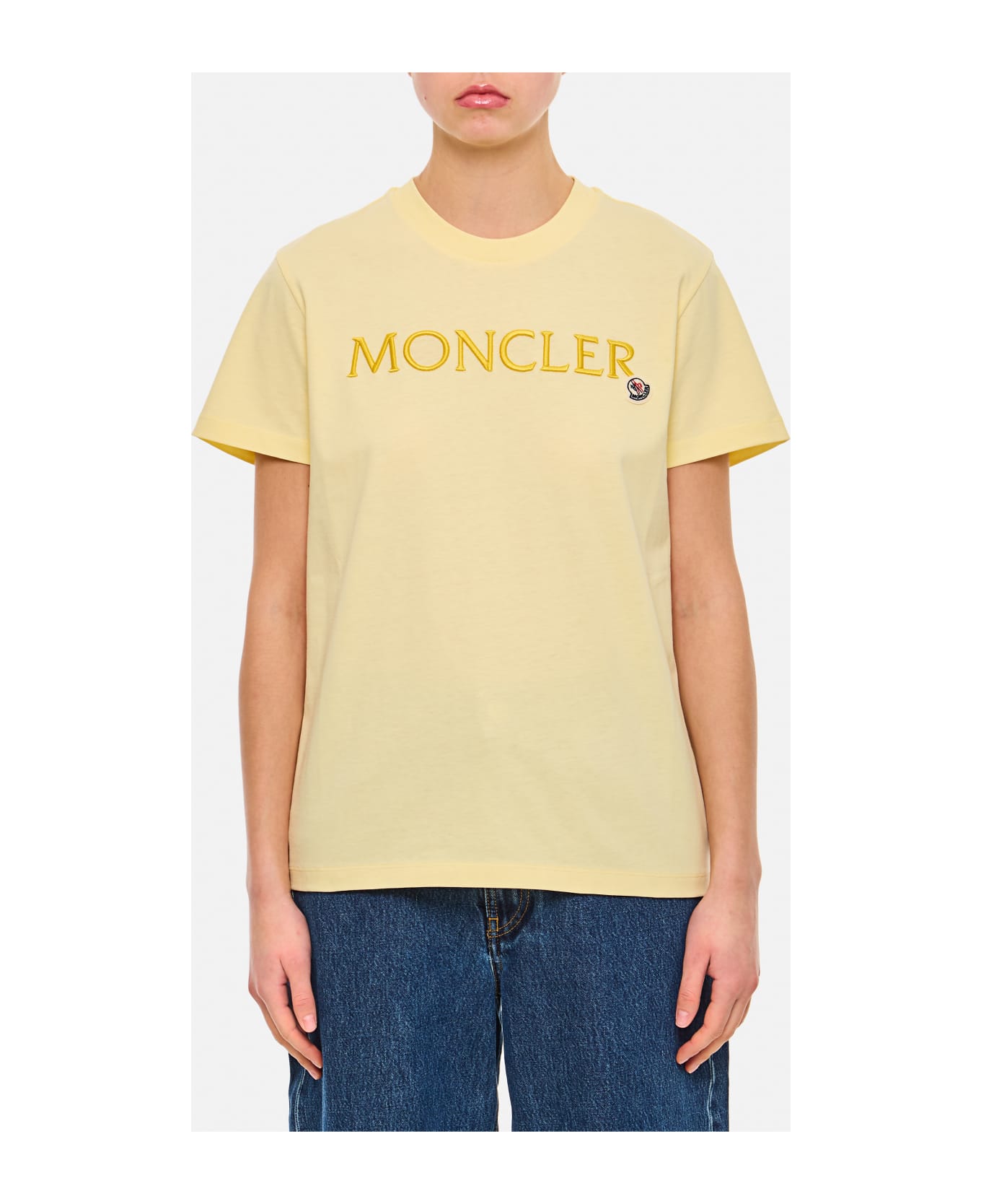 Moncler Regular T-shirt W/printed Front Logo - Yellow
