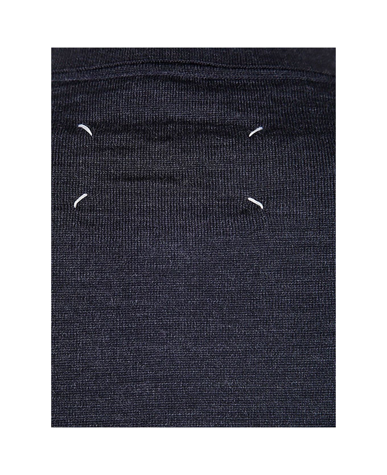 Maison Margiela Long-sleeved Knitted Polo Shirt - GREY
