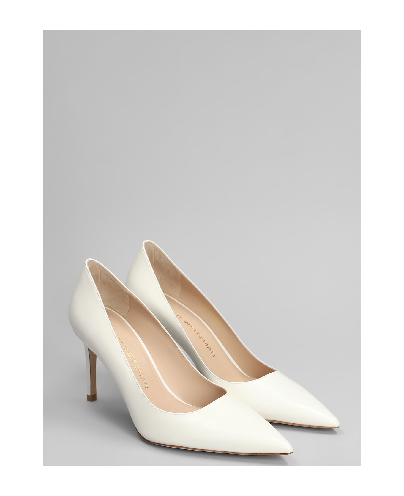 Stuart Weitzman Stuart Power 85 Pumps In White Leather - white