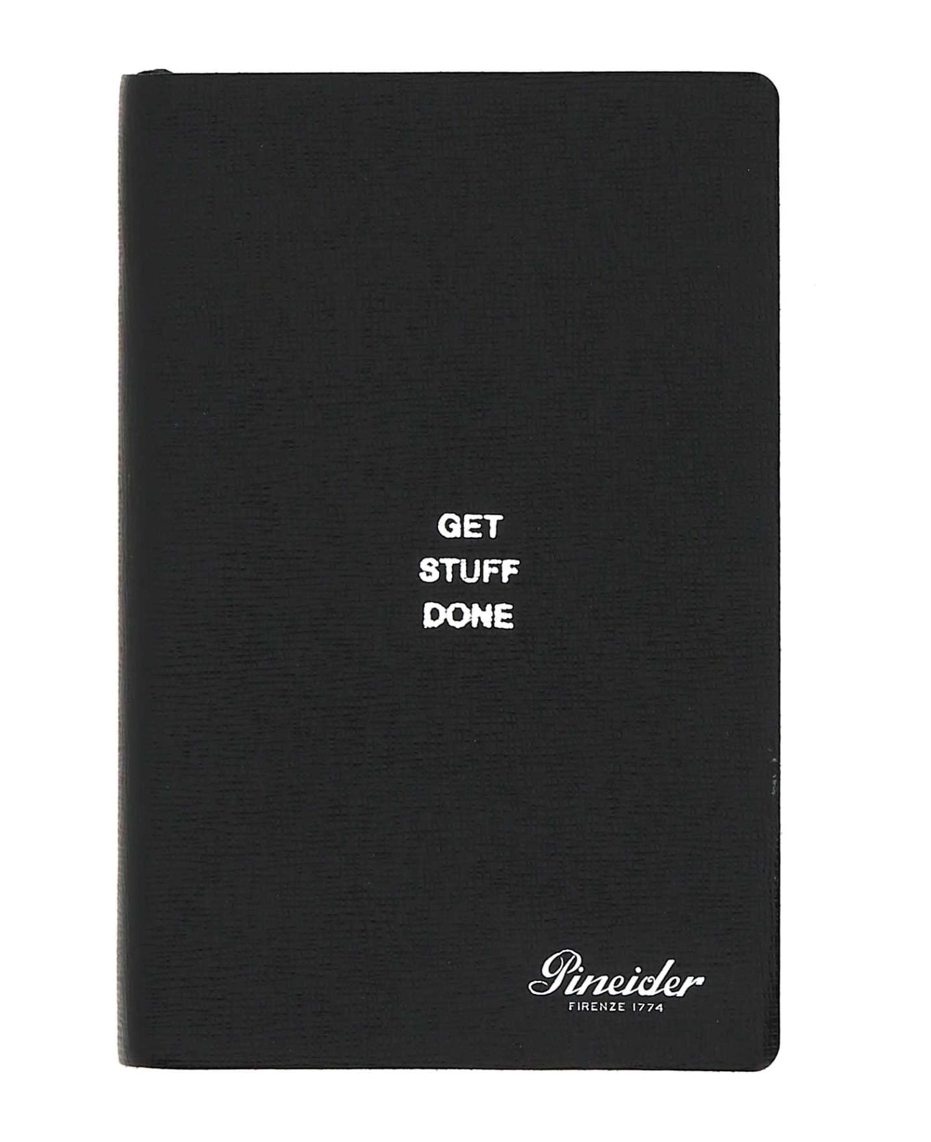 Pineider Black Leather Milano Small Notebook - BLACK