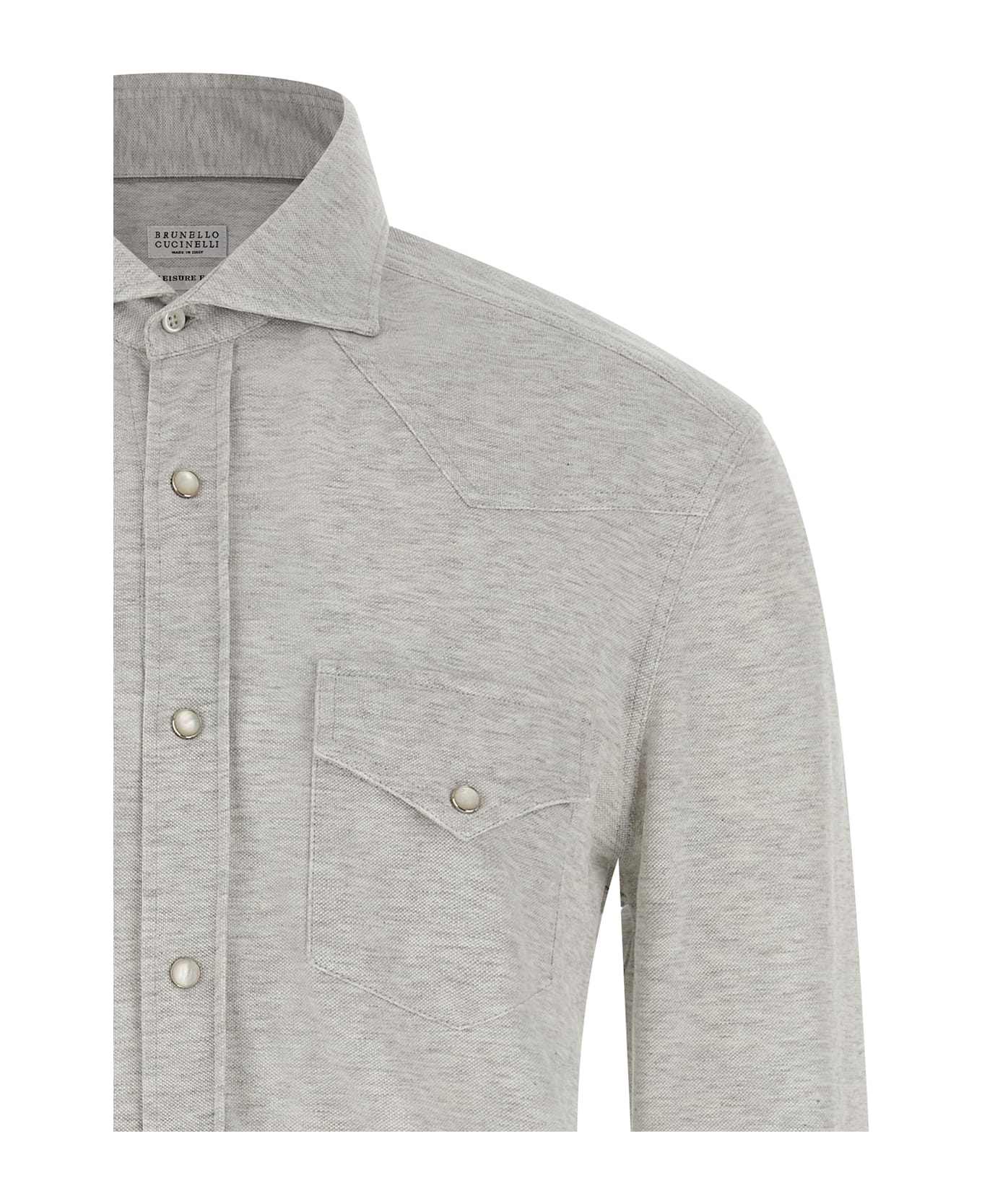 Brunello Cucinelli Piqué Cotton Shirt - Gray