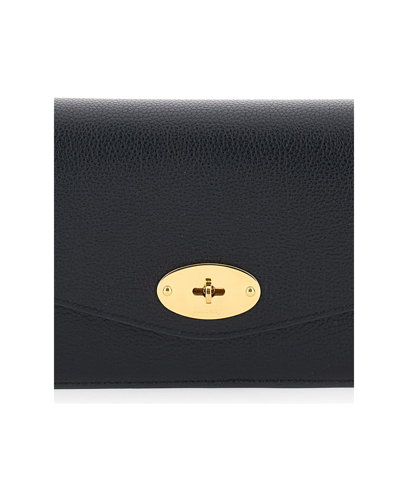 Mulberry 'darley' Black Clutch With Chain Shoulder Strap In Hammered Leather Woman - Black