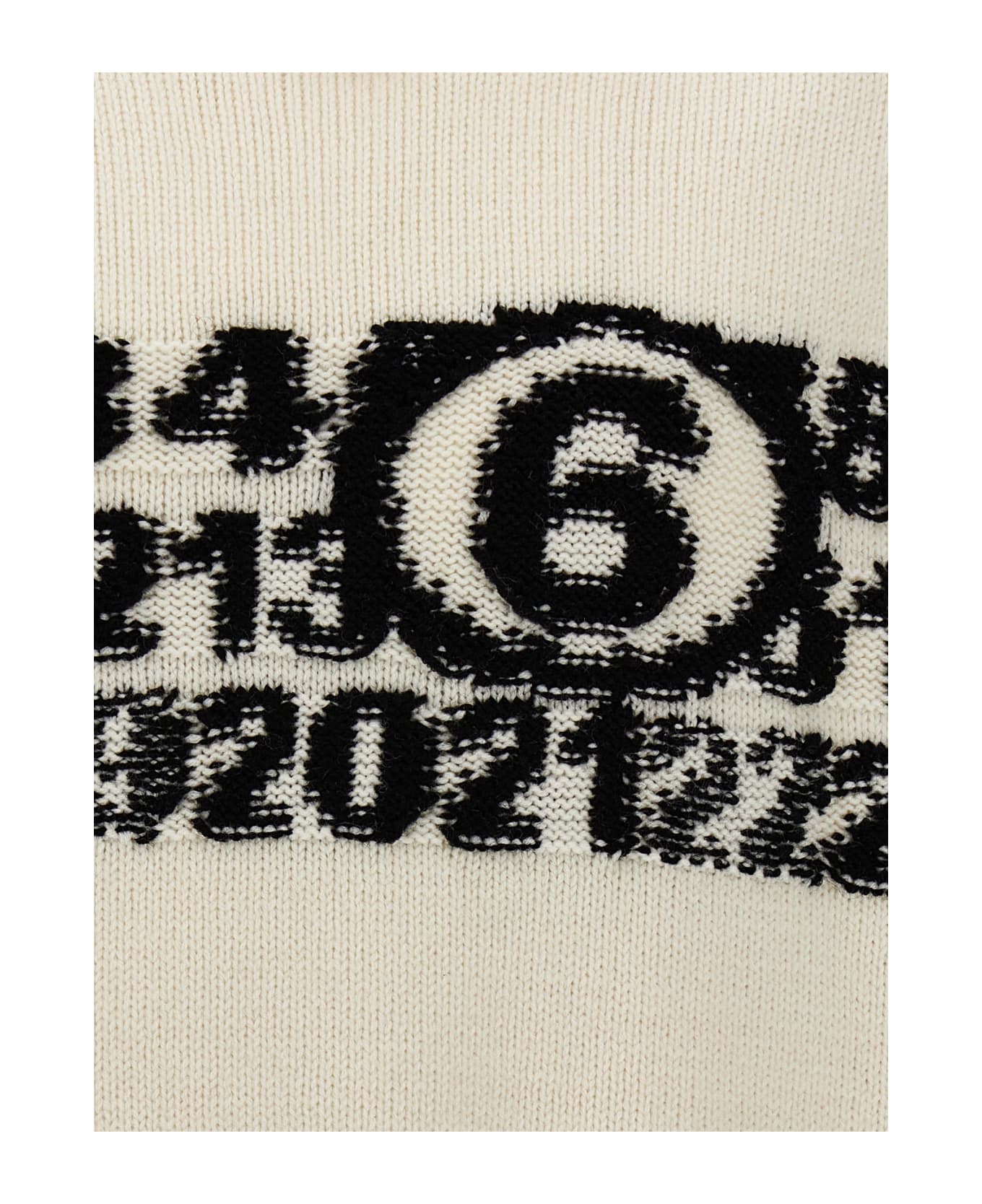 MM6 Maison Margiela 'numeric Signature' Hooded Sweater - White/Black ニットウェア