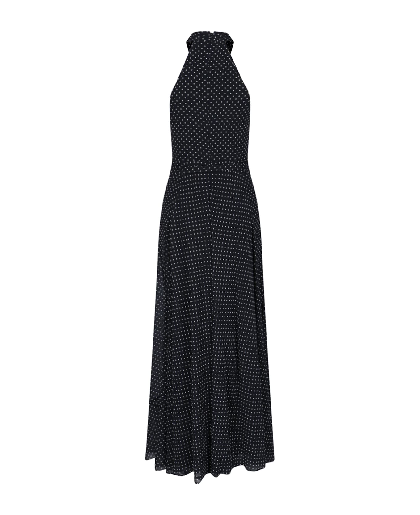 Polo Ralph Lauren Polka Dot Maxi Halter Dress - Black/cream