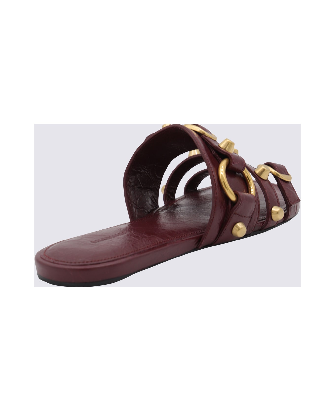 Balenciaga Bordeaux Leather City Flats - BORDEAUX/GOLD