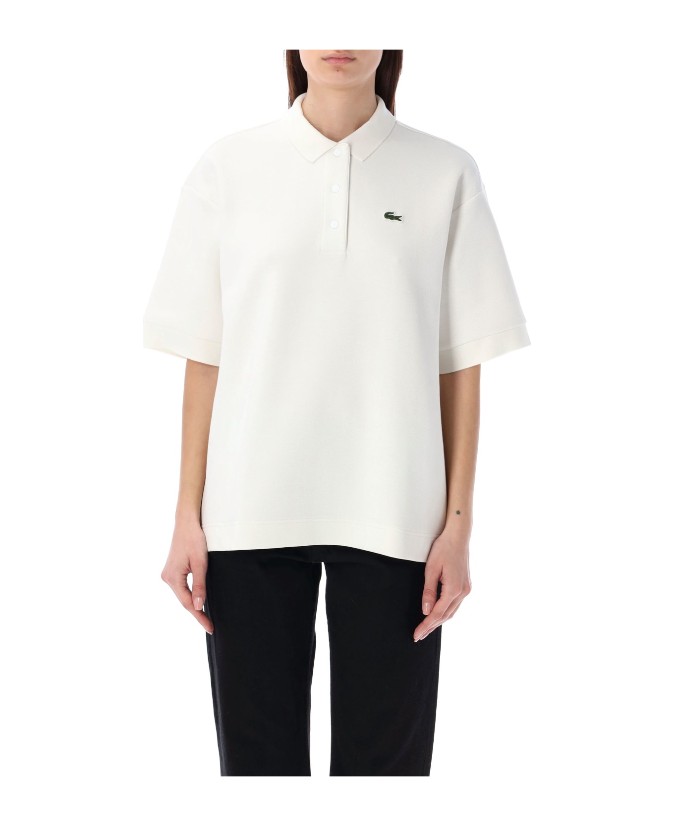 Lacoste Oversize Piqué Polo Shirt - WHITE ポロシャツ