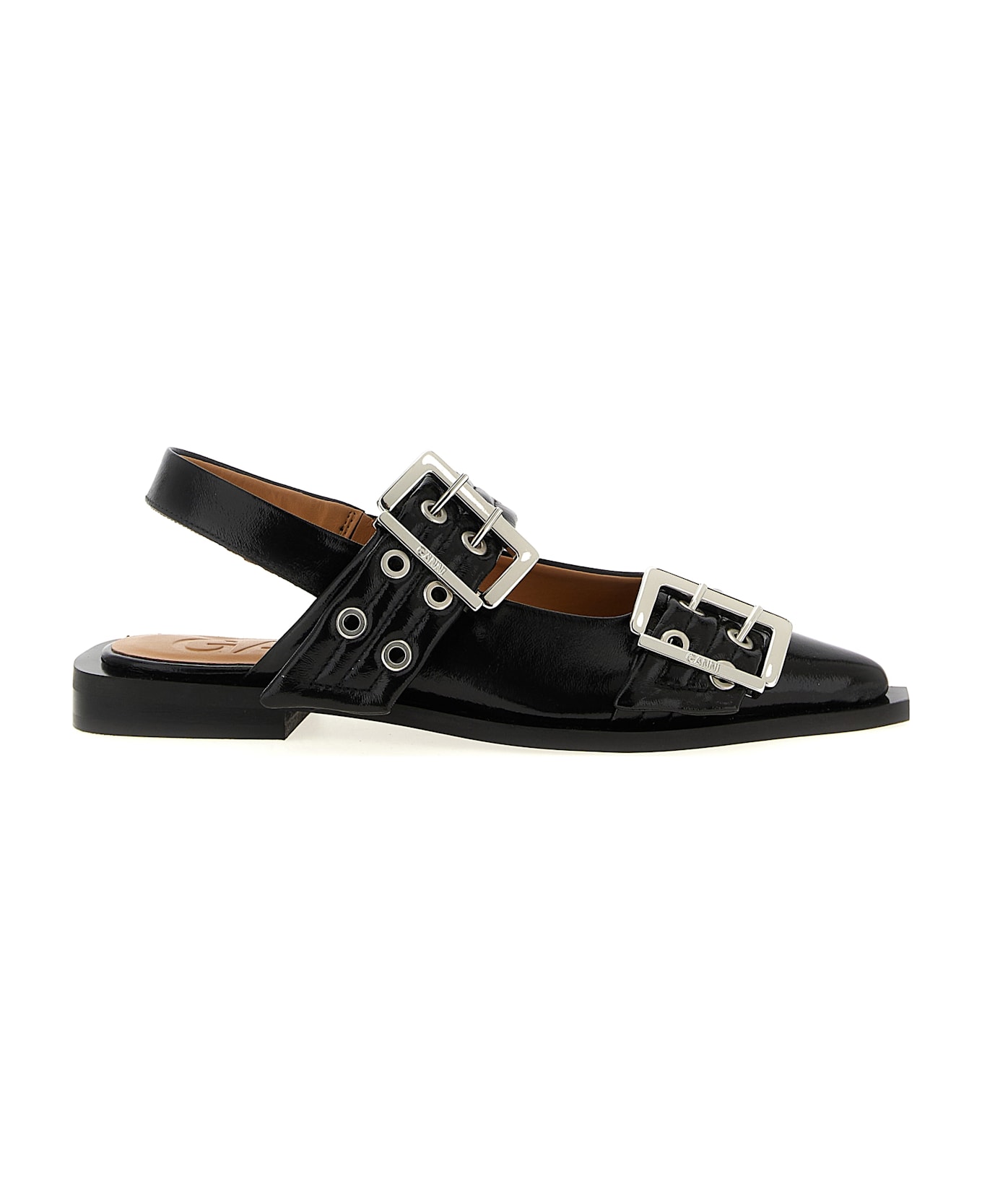 Ganni 'black Feminine Buckle' Slingback - BLACK