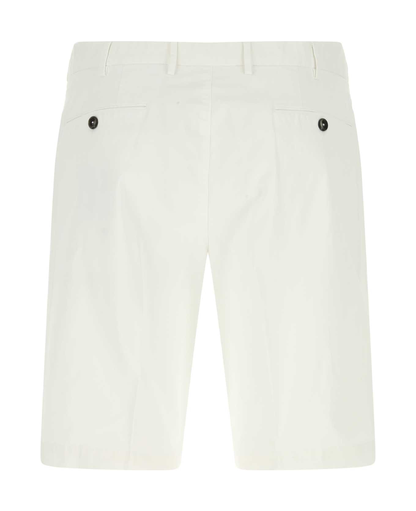PT Torino White Stretch Cotton Bermuda Shorts - Y010