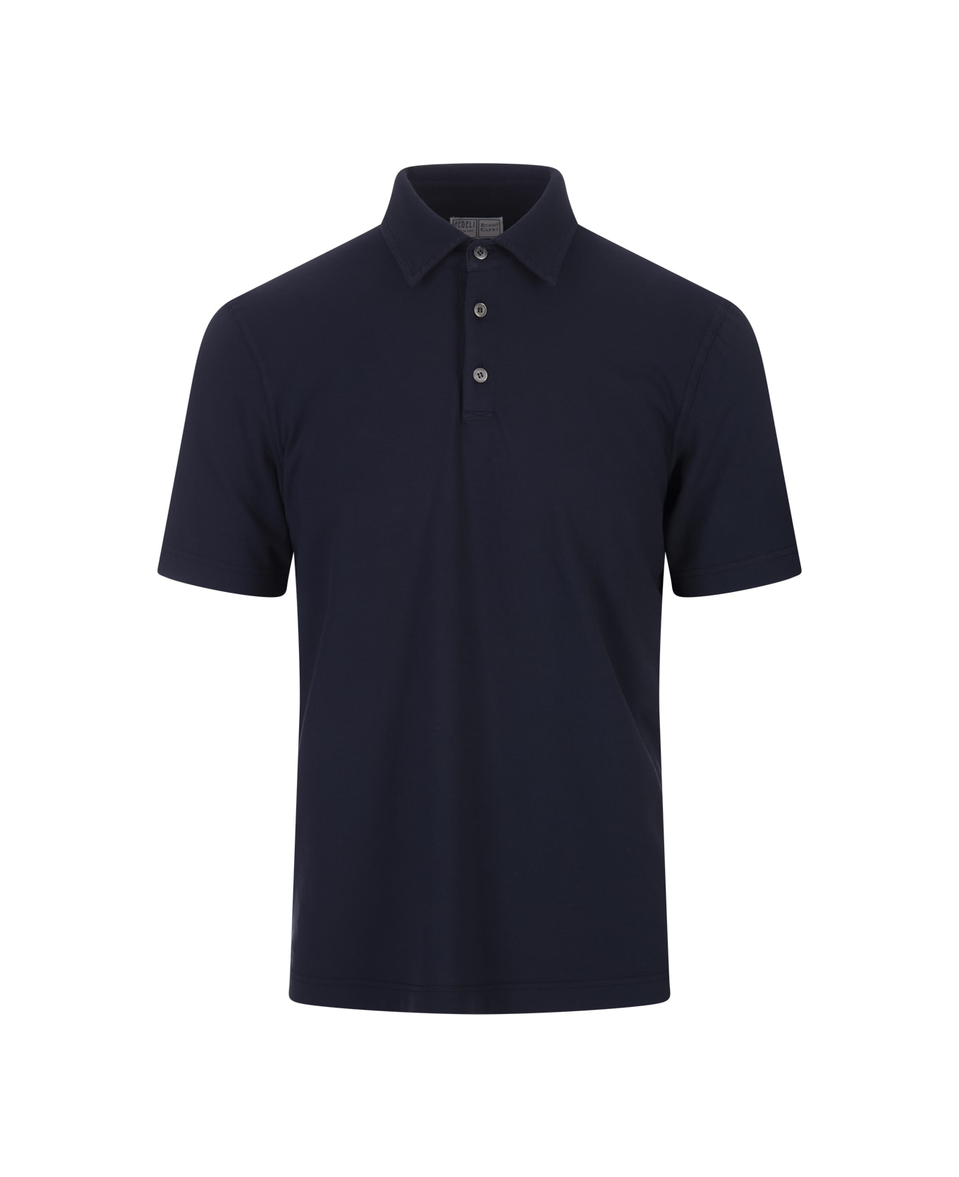 Fedeli Short-sleeved Polo Shirt In Navy Blue Cotton - Blue ポロシャツ