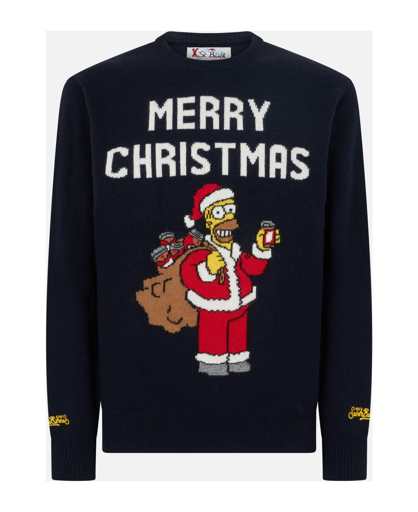MC2 Saint Barth Man Crewneck Sweater With Homer Simpson Jacquard | The Simpsons Special Edition - BLUE