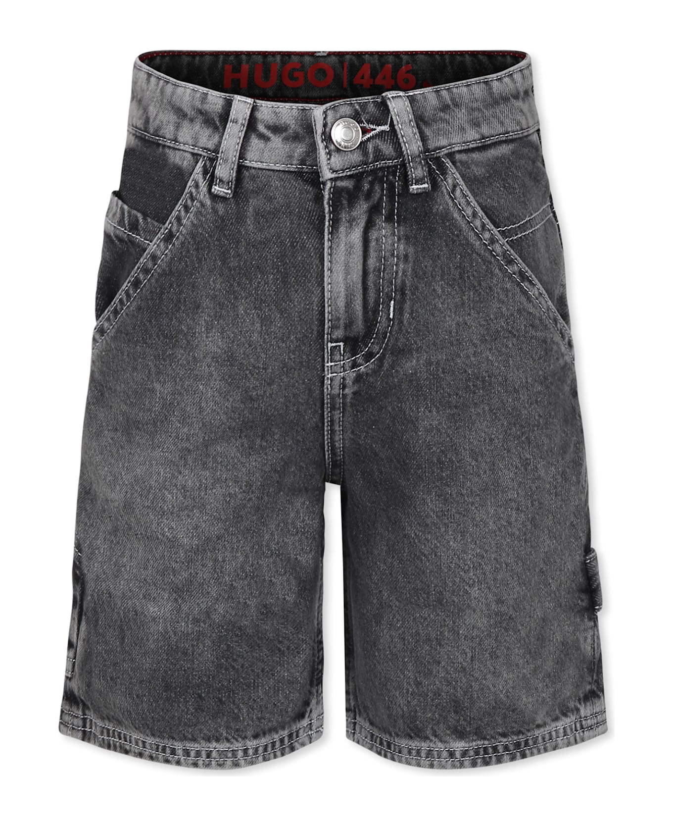 Hugo Boss Grey Shorts For Boy With Logo - Grey