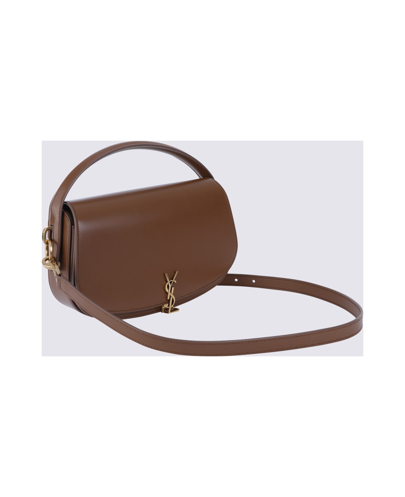 Saint Laurent Brown Leather Voltaire Shoulder Bag - FOX