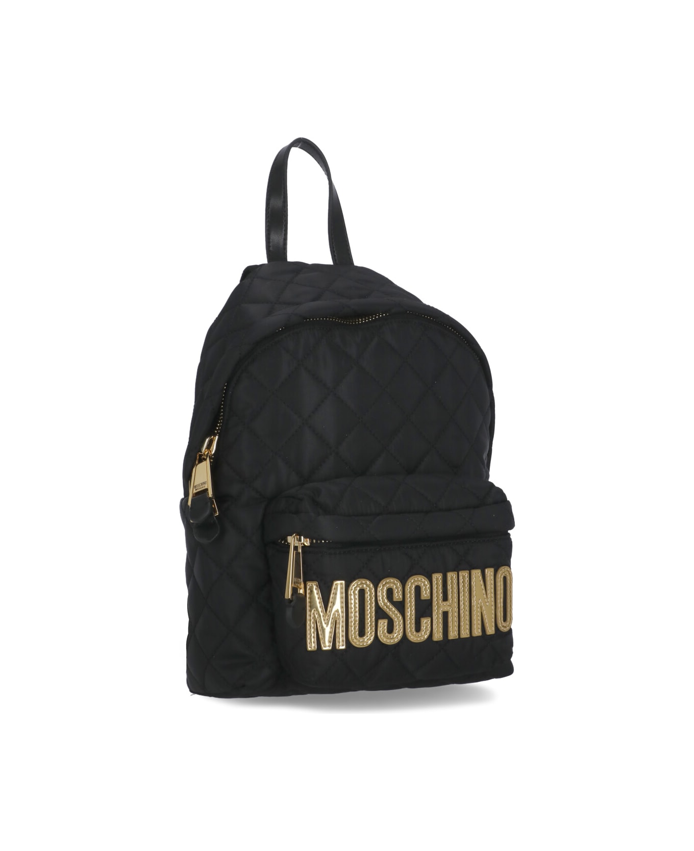 Moschino Quilted Backpack With Logo - Black