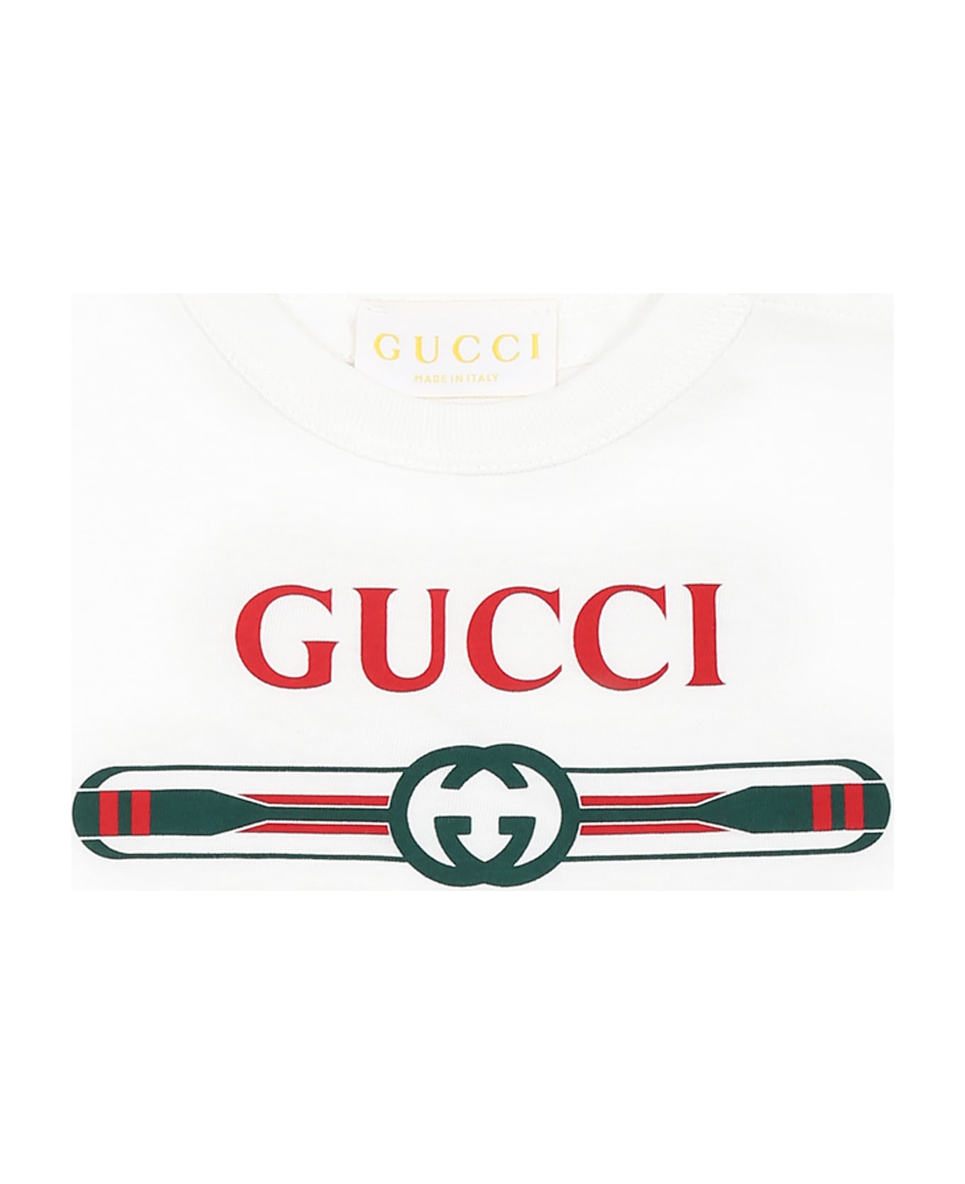 Gucci White T-shirt For Baby Boy With Logo - White