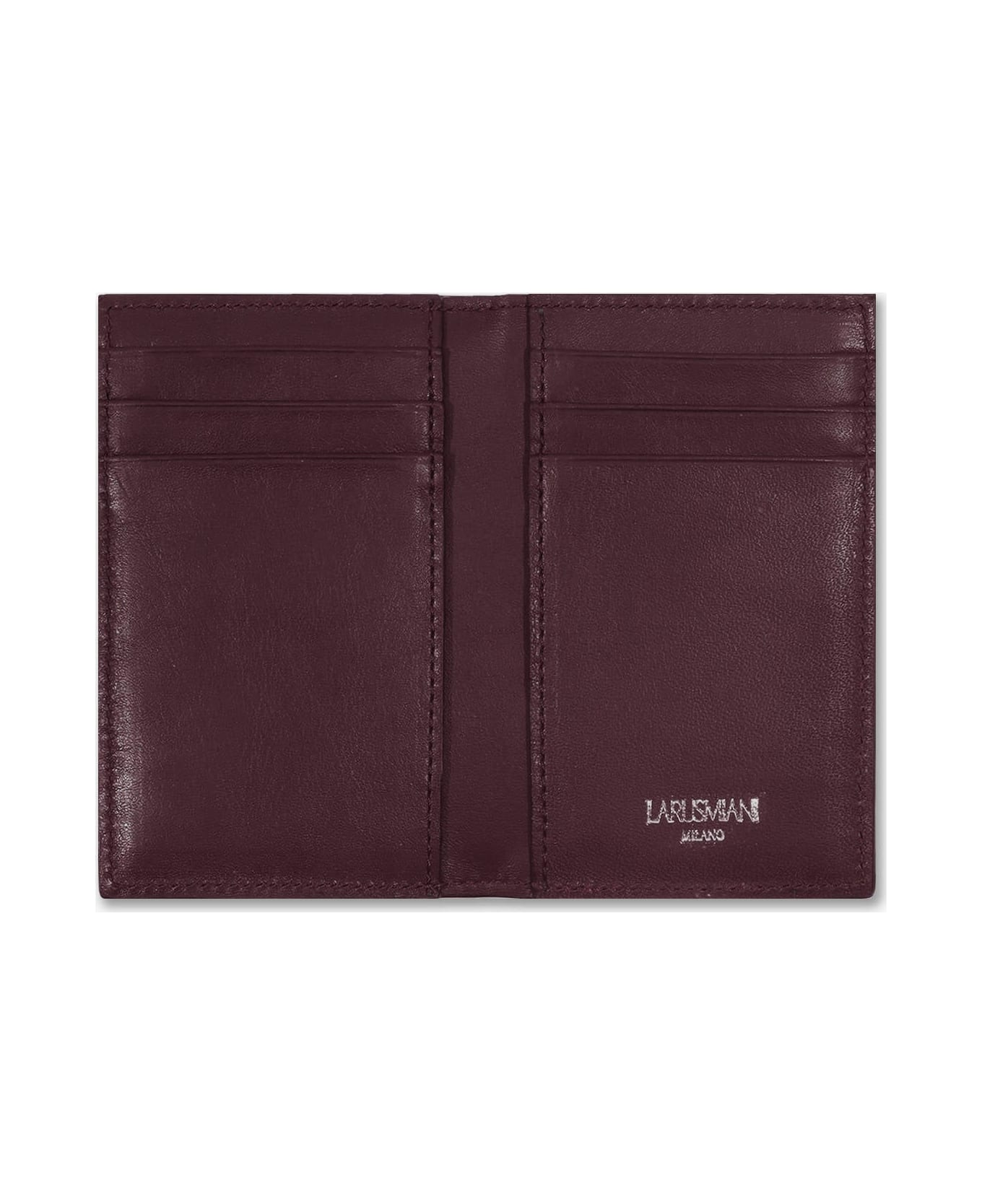 Larusmiani Vertical Alligator Card Holder Pesos Wallet - DarkRed