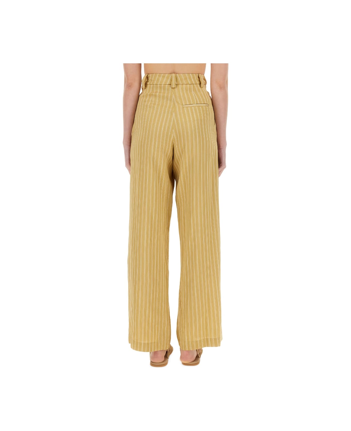 Alysi Striped Satin Tailored Pants - BEIGE