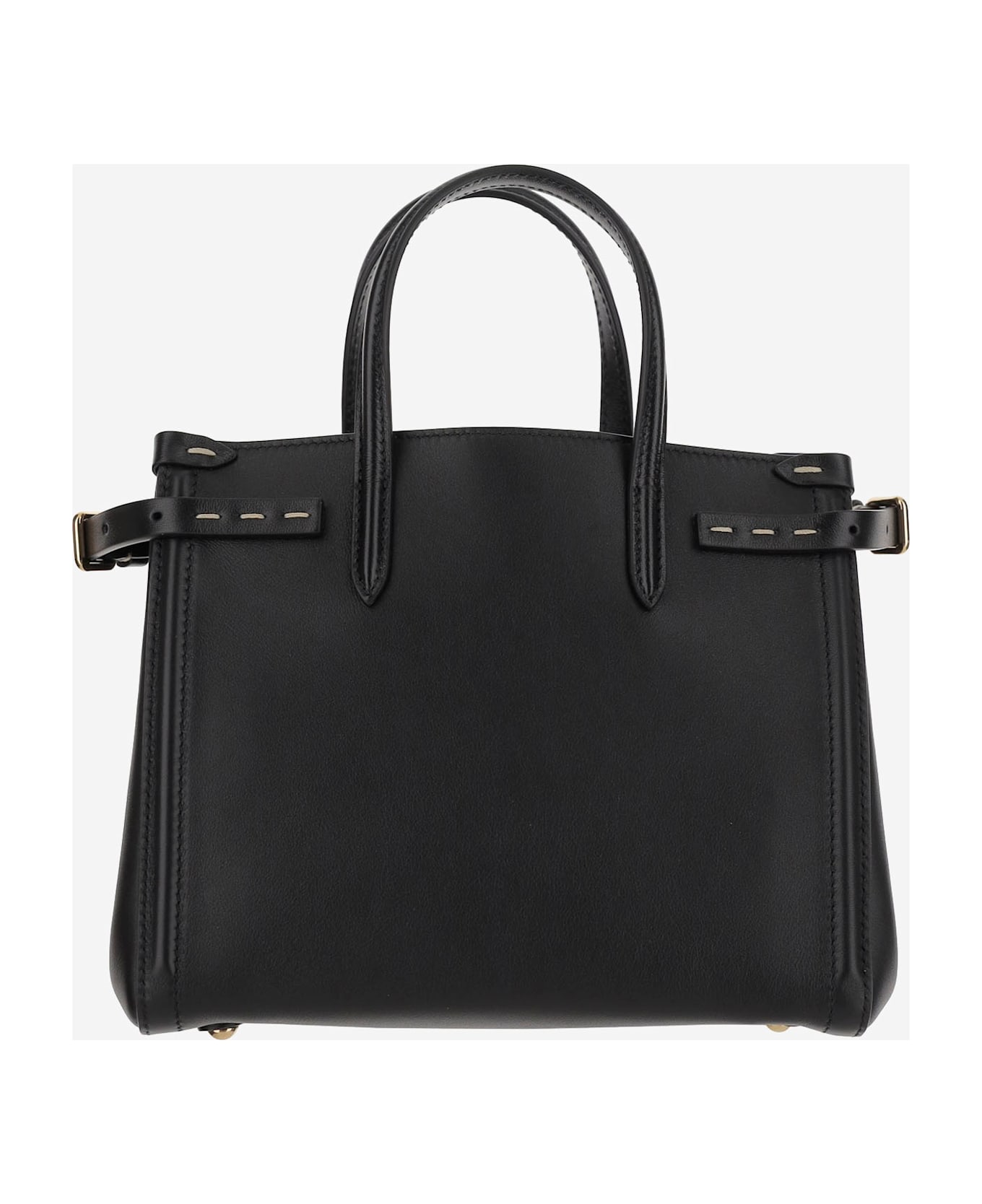 Valentino Garavani Leather Logo Hand Bag - Black