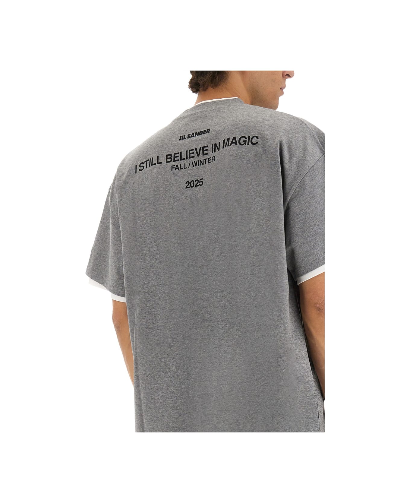 Jil Sander Double Layer Cotton T-shirt - GREY