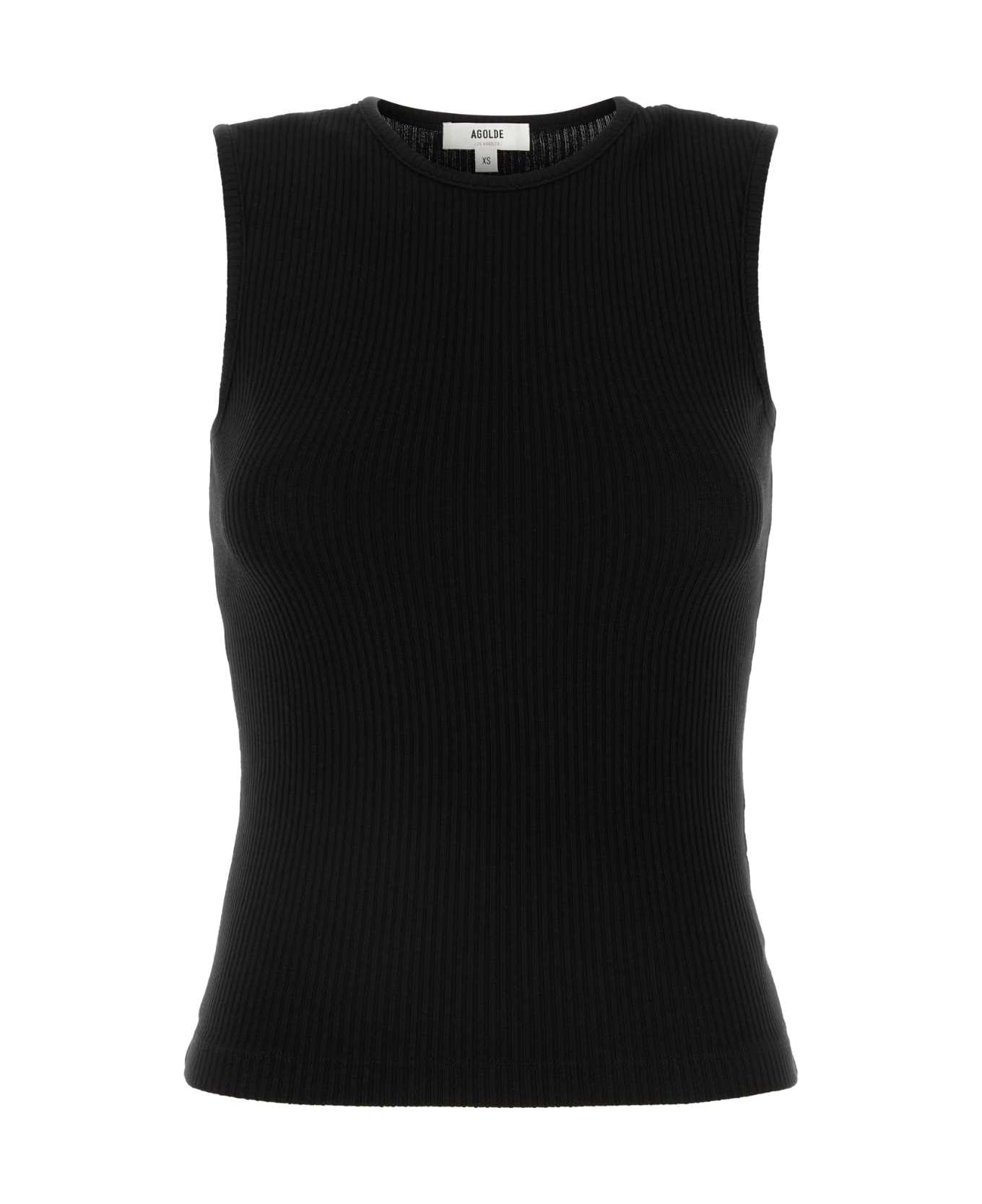 AGOLDE Black Stretch Lyocell Blend Binx Tank Top - Black