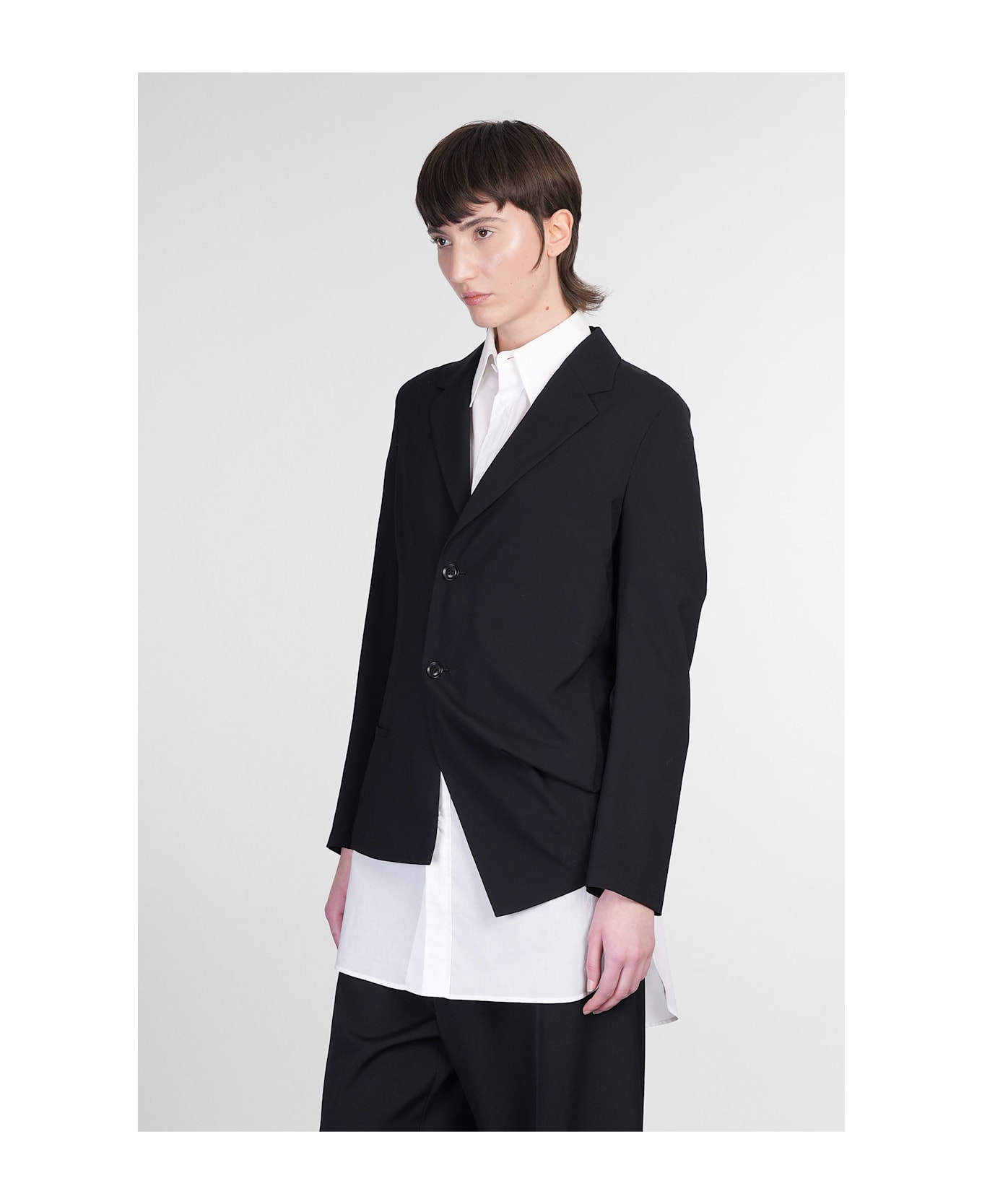 Yohji Yamamoto Blazer In Black Wool - black