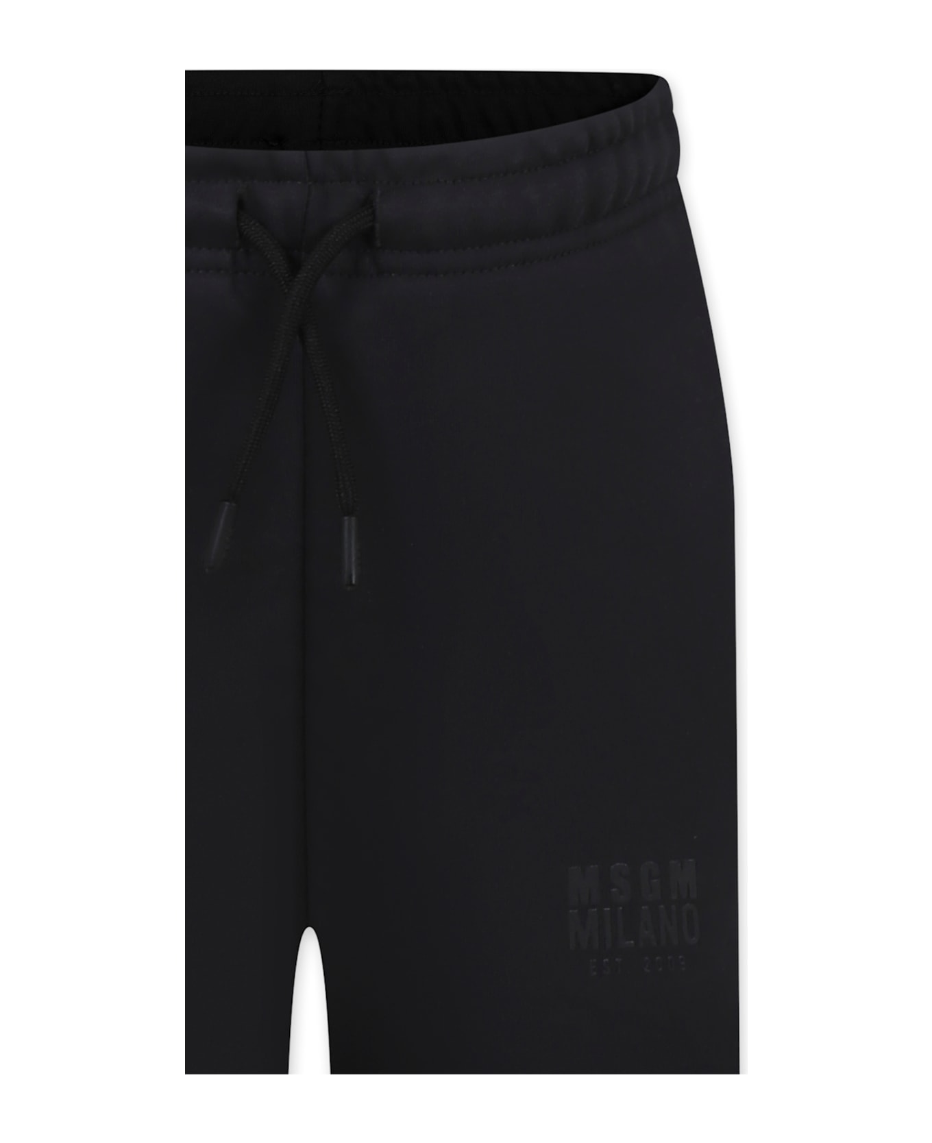 MSGM Black Trousers For Kids With Logo - Black