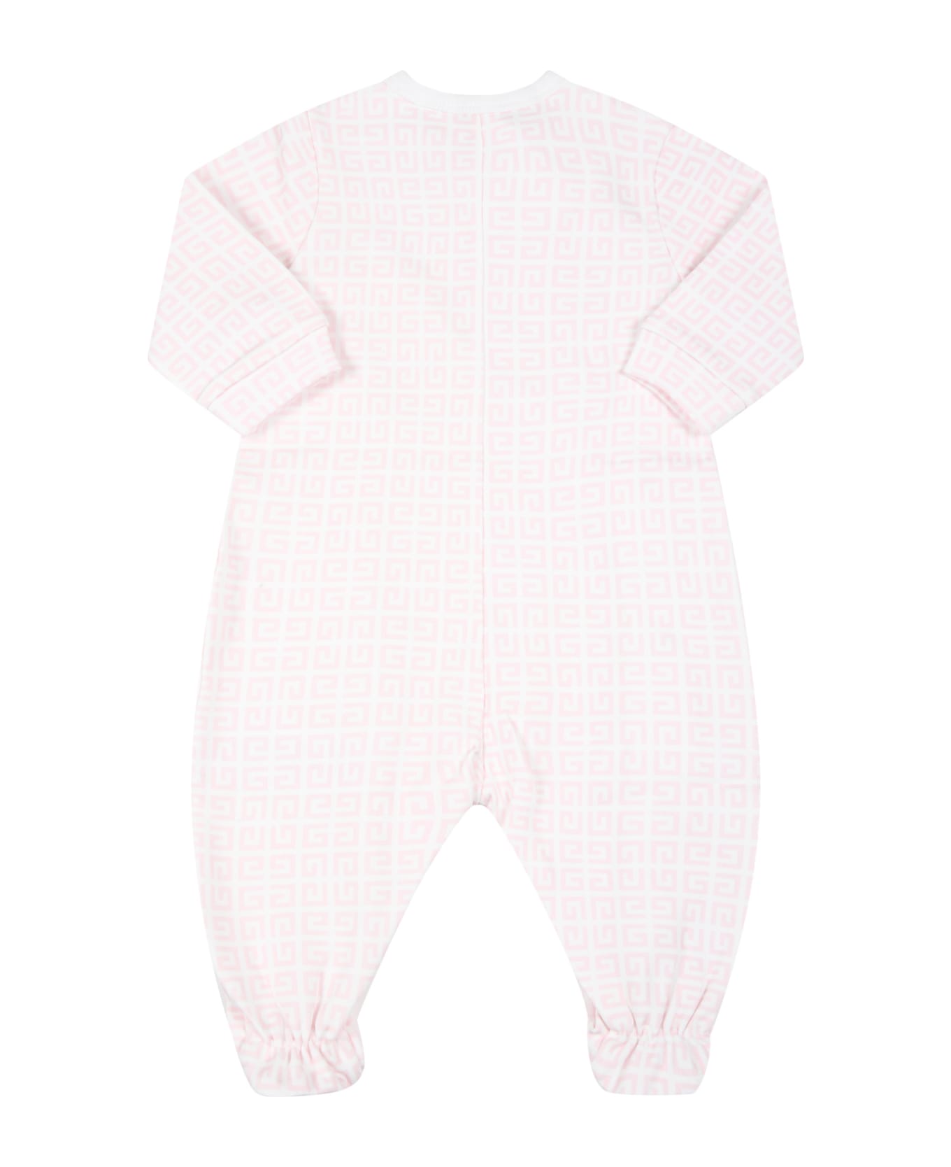 Givenchy White Babygrow For Baby Girl With Iconic G - Pink
