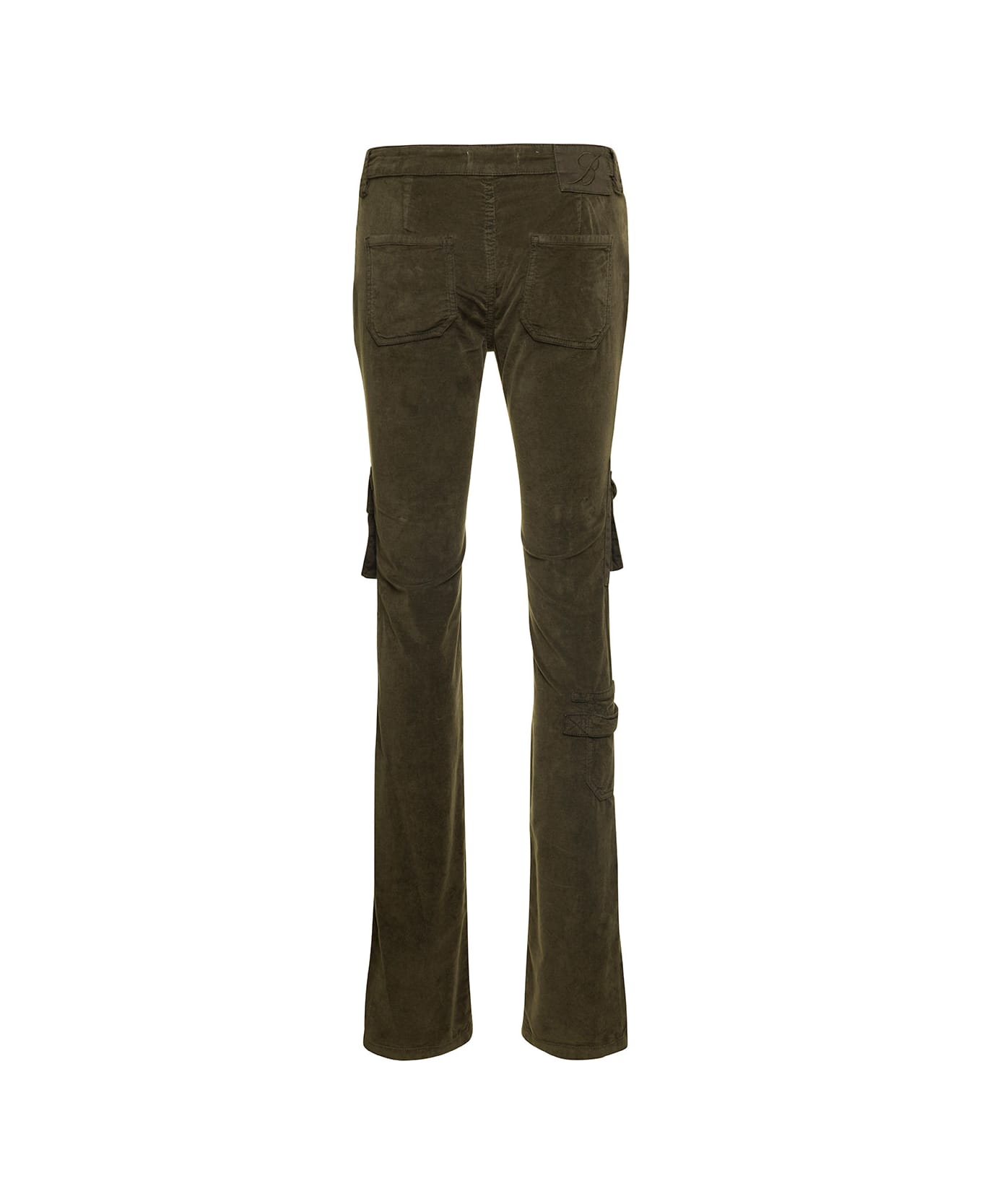 Blumarine Military Green Low-waisted Cargo Pants With Logo Patch In Velvet Woman - Green