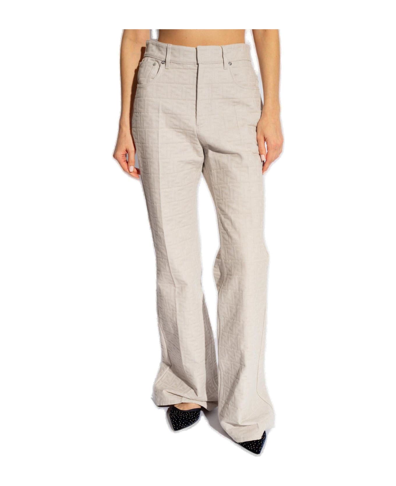 Fendi Allover Monogrammed Flared Trousers - Grey