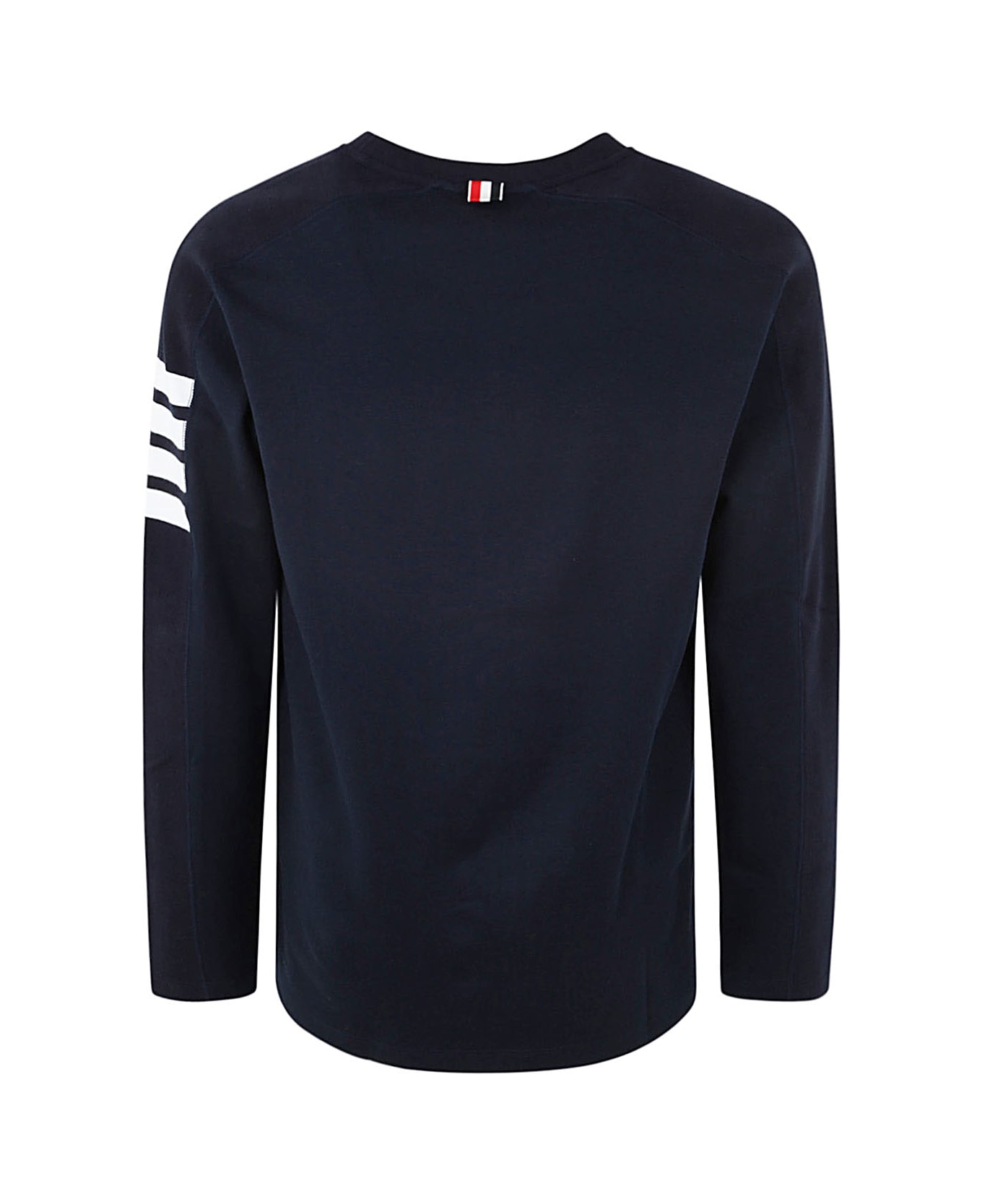 Thom Browne Long Sleeve Tee With 4 Bar Stripe In Milano Cotton - Navy