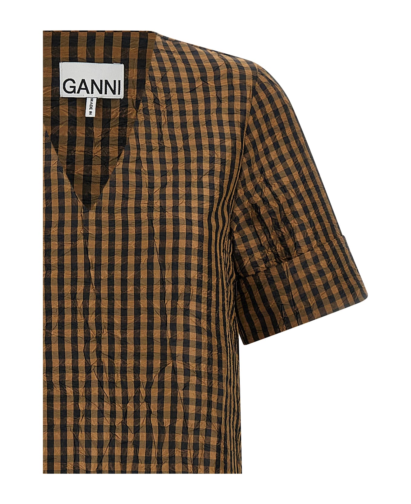 Ganni 'taffetà Crinckled' Dress - Brown