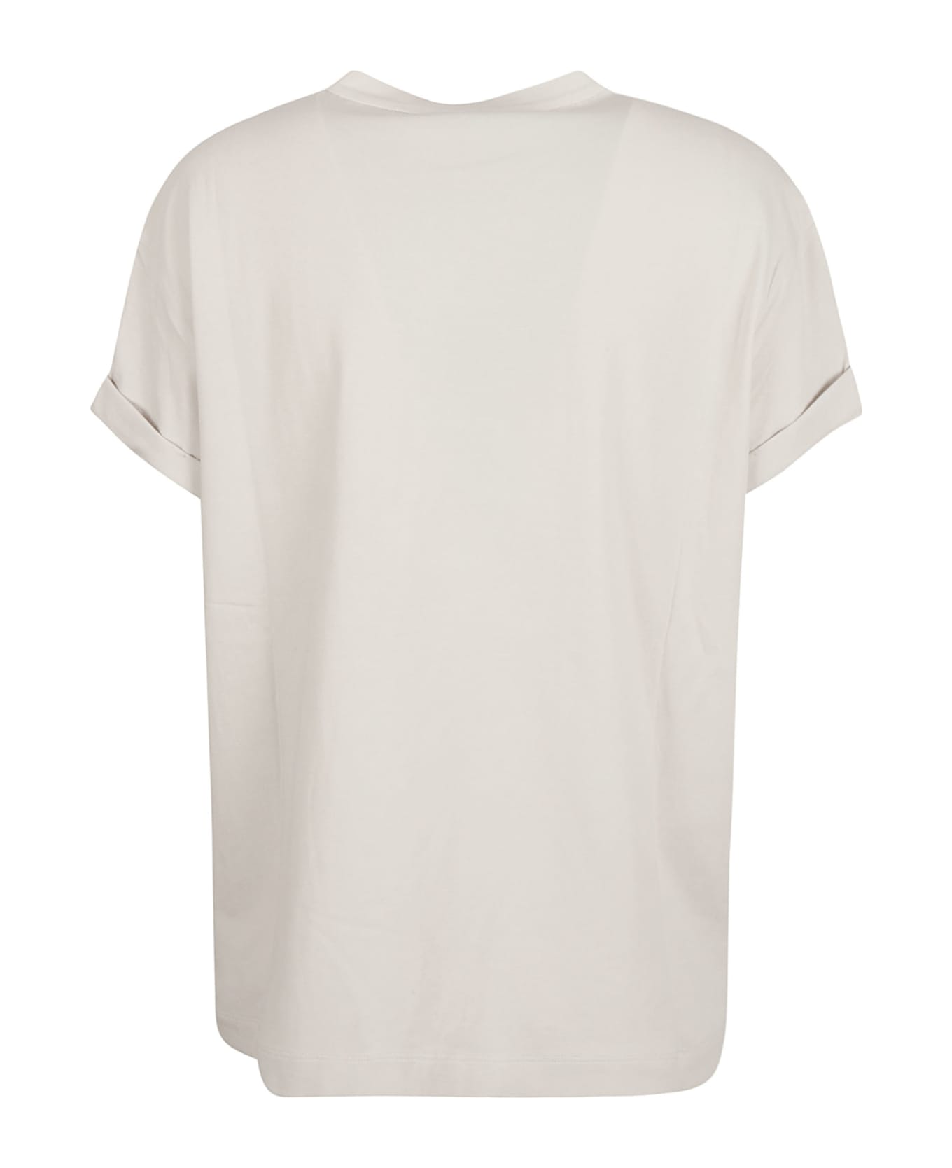 Brunello Cucinelli Patched Pocket Plain T-shirt - White Sand