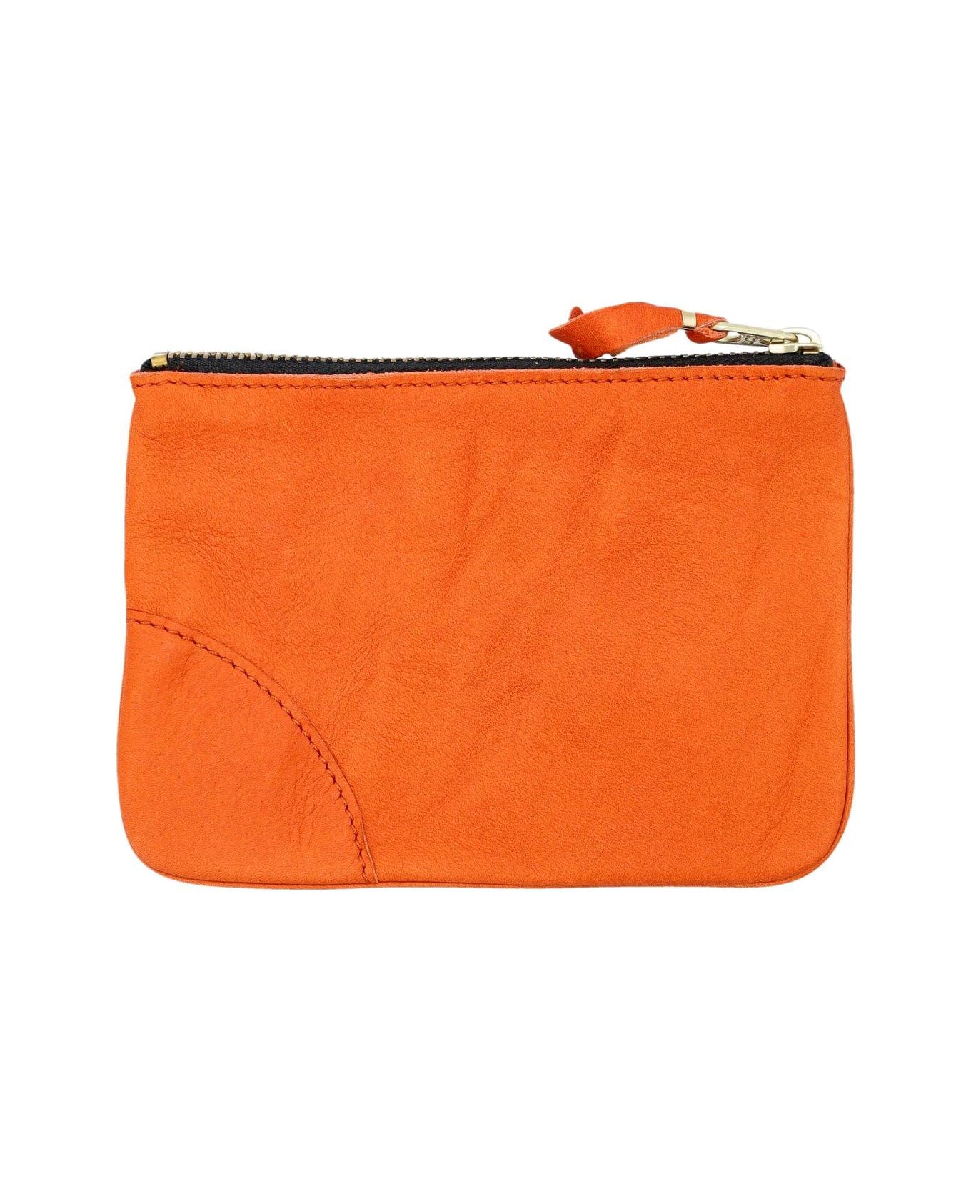 Comme des Garçons Wallet Logo Printed Zip-up Wallet - Burnt Orange 財布
