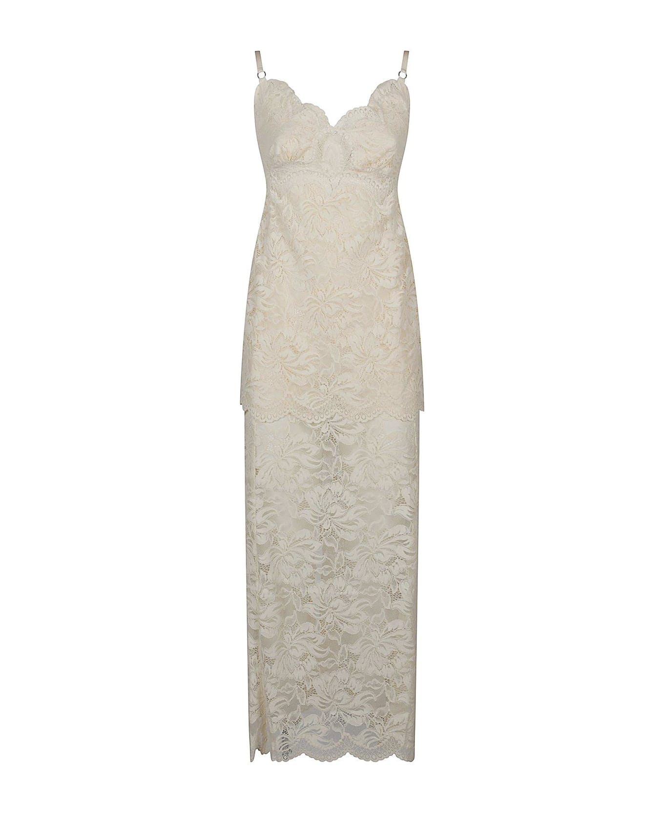 Paco Rabanne Lace Detailed Sleeveless Maxi Dress - Ivory