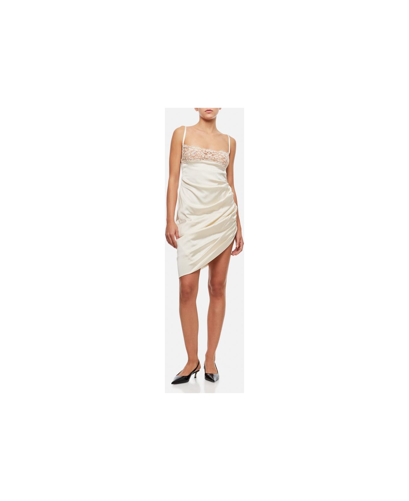 Jacquemus La Saudade Brodée Stretch Viscose Mini Dress - White