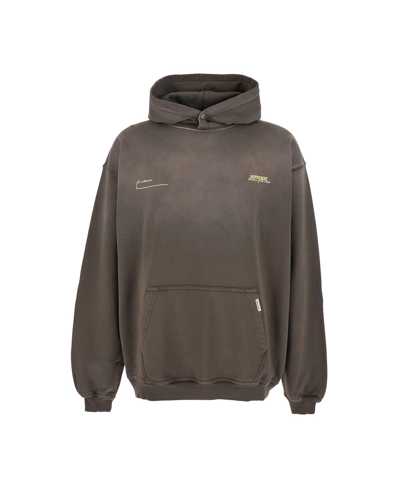 REPRESENT 'patron Of The Club' Olive Green Hoodie With Front And Back Logo Print In Cotton Man - Green