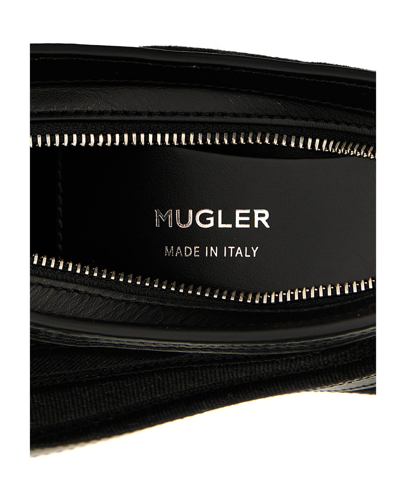 Mugler 'small Denim Spiral Curve 01' Shoulder Bag - Black  