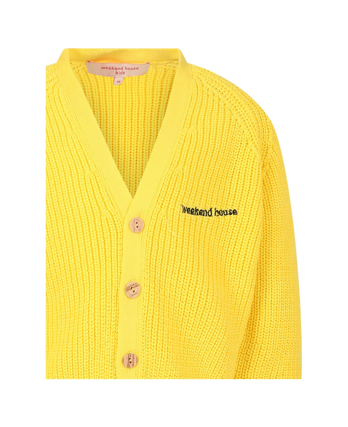 weekend house kids Yellow Cardigan For Kids With Logo - Yellow