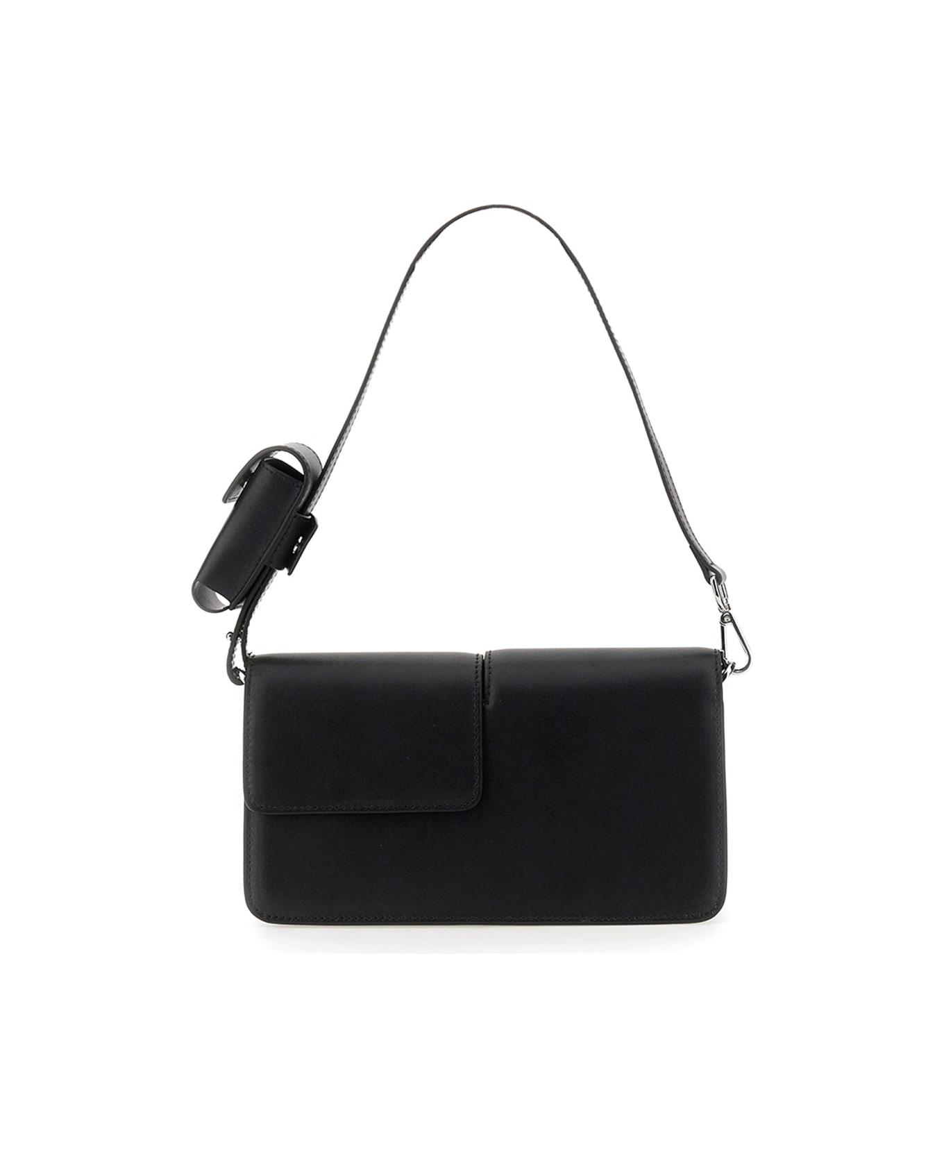 MSGM Baguette Bag With Double Flap And Logo - BLACK ショルダーバッグ